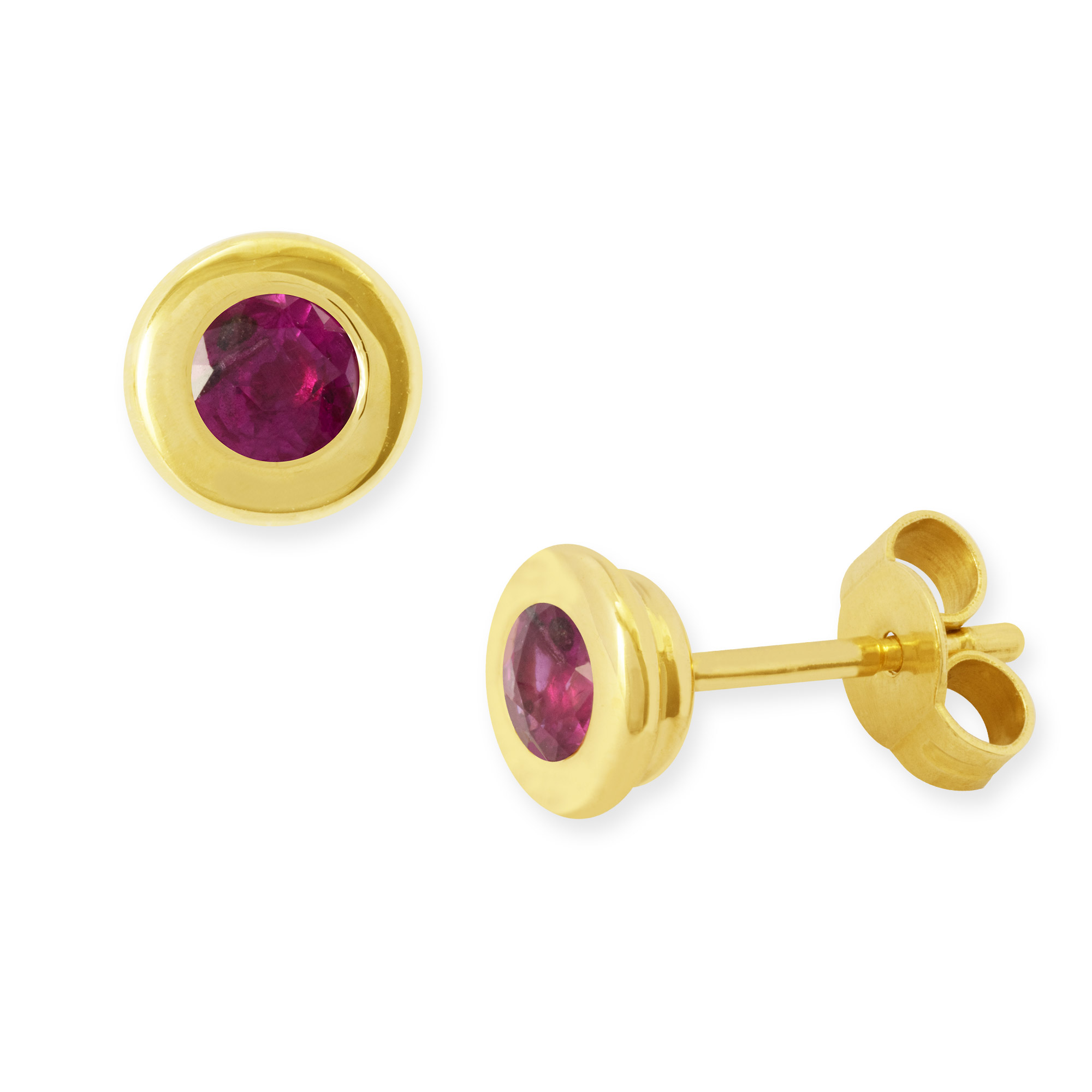 LESER Ohrstecker-Gelbgold-Rubin-122851