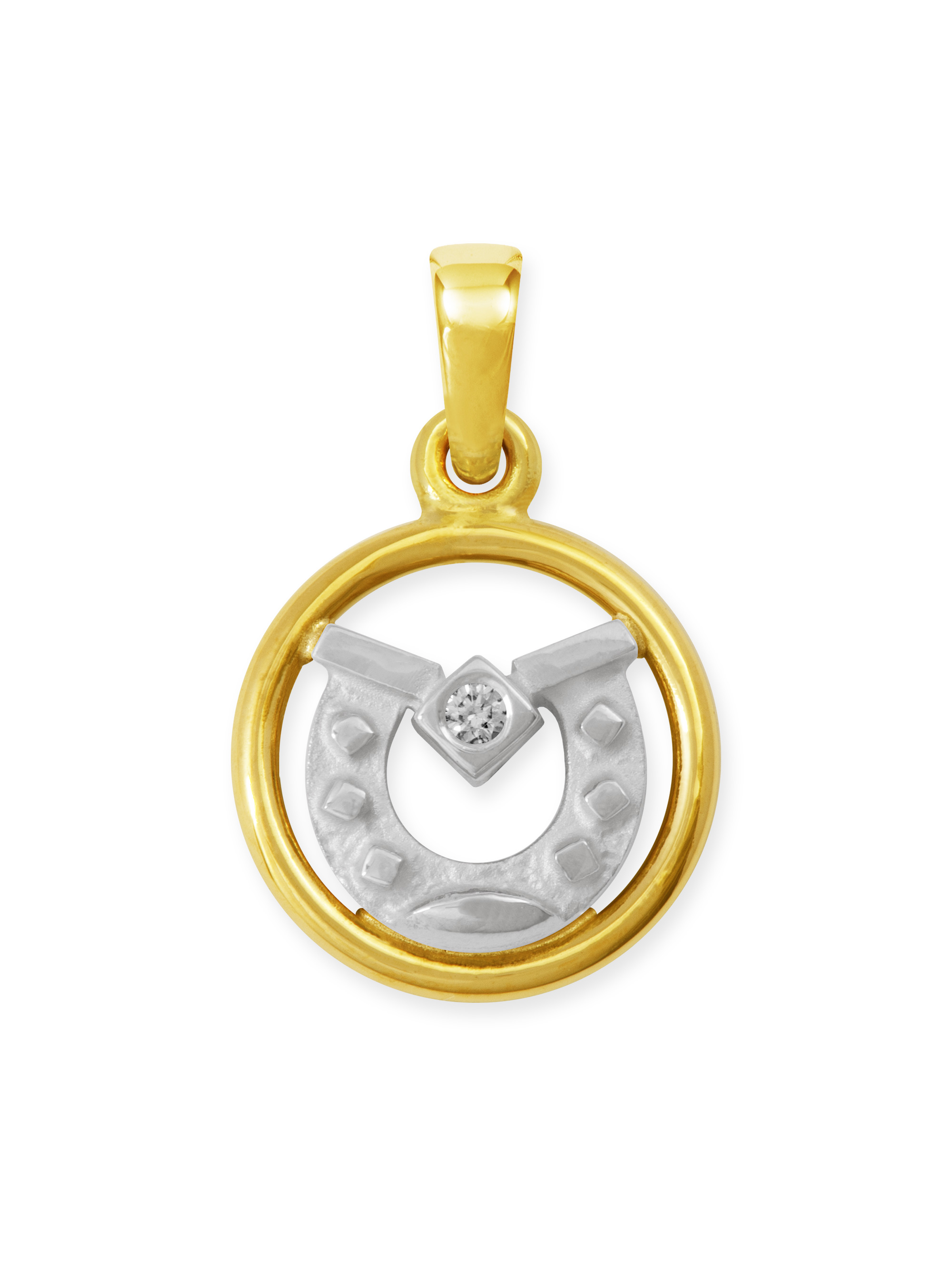 LESER Anhaenger- Hufeisen 750 Gelbgold 750 Weissgold LESER Anhaenger- Hufeisen 750 Gelbgold 750 Weissgold