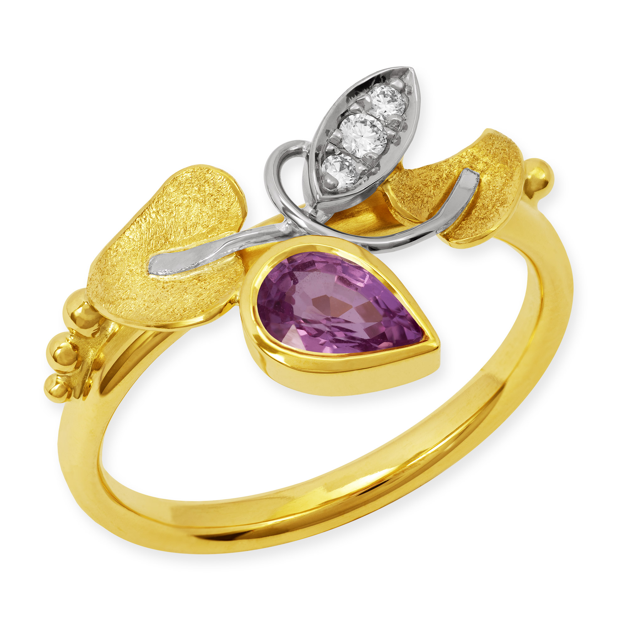 LESER Ring- Poesie-Gelbgold-Weißgold-Saphir-Brillanten-122713