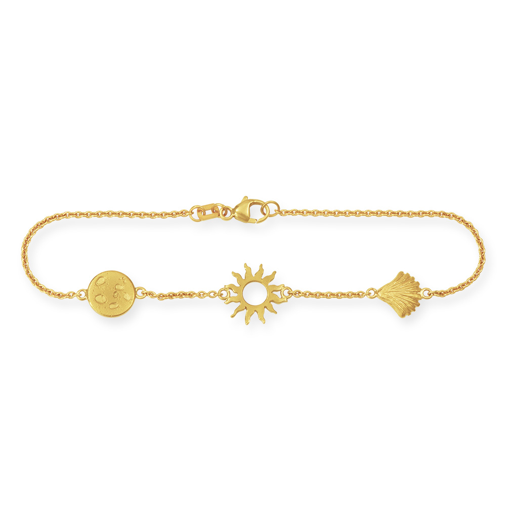 LESER Sonne Mond Strand-Armband-750 Gelbgold
