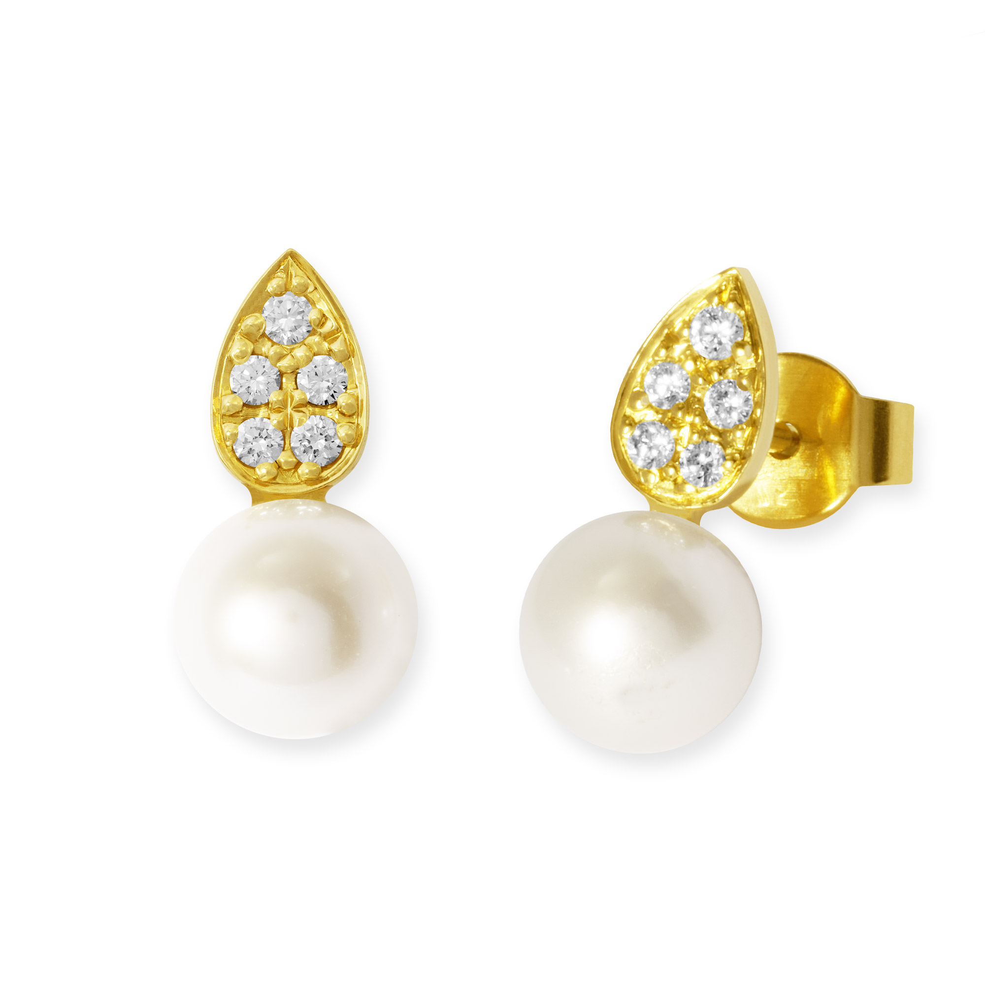 LESER Ohrstecker-Gelbgold-Perle-Brillanten-122770