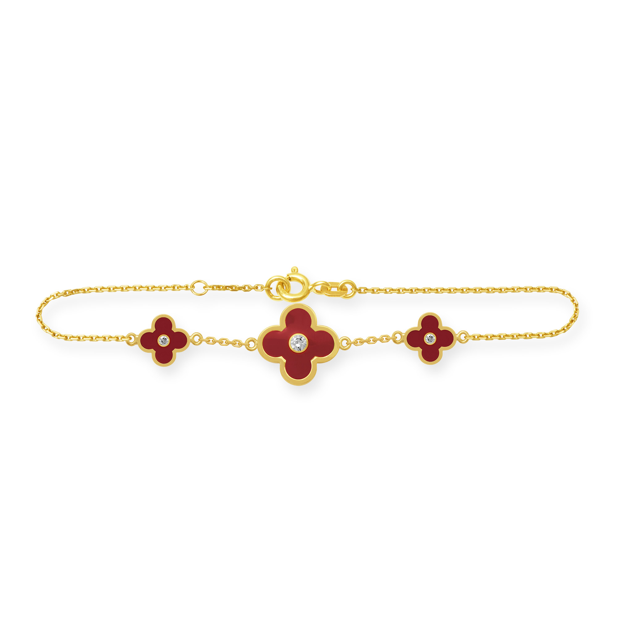 Armband mit drei roten Blumen