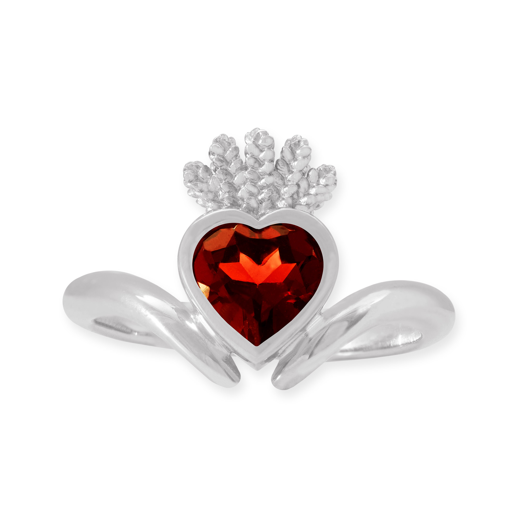 LESER Ring- Stadtschmuck Granat 750 Weissgold