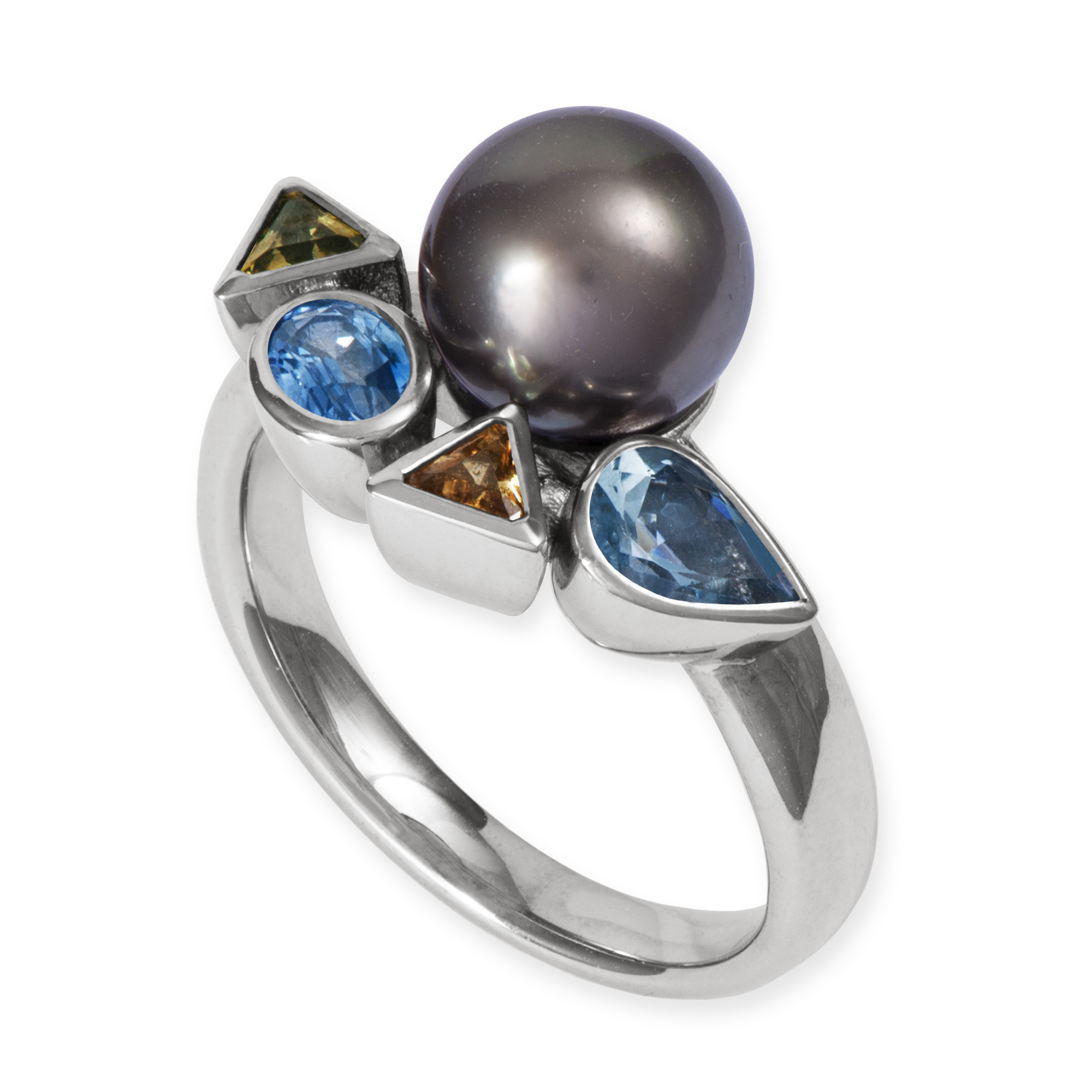 LESER Ring- UNIKAT Tahiti Perle Aquamarin Saphir 750 Weissgold-116214 LESER Ring- UNIKAT Tahiti Perle Aquamarin Saphir 750 Weissgold