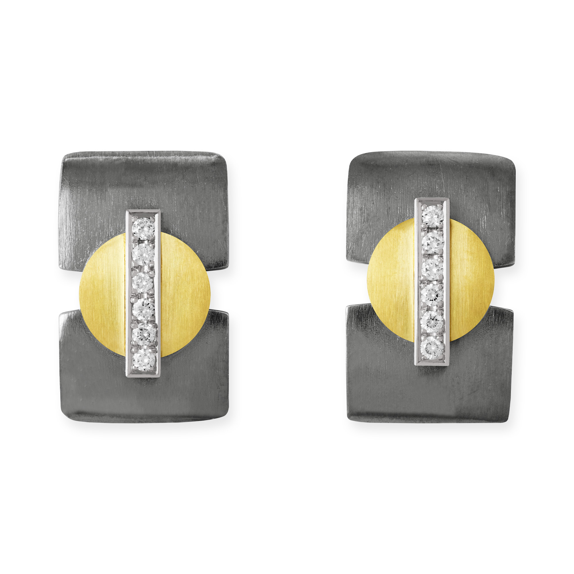 LESER Ohrstecker-Silberoxydiert-Gelbgold-Weissgold-Brillanten-122775