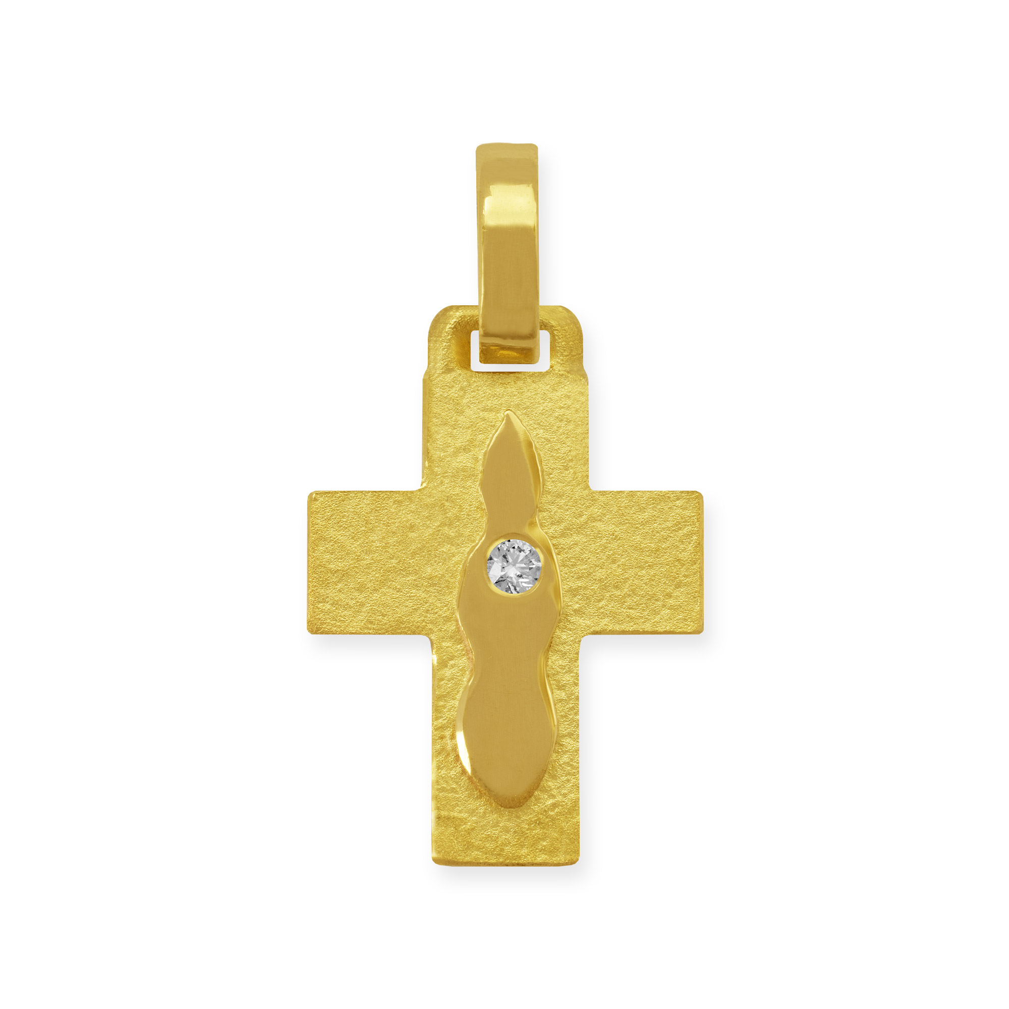 Kreuz aus Gelbgold mit Brillant