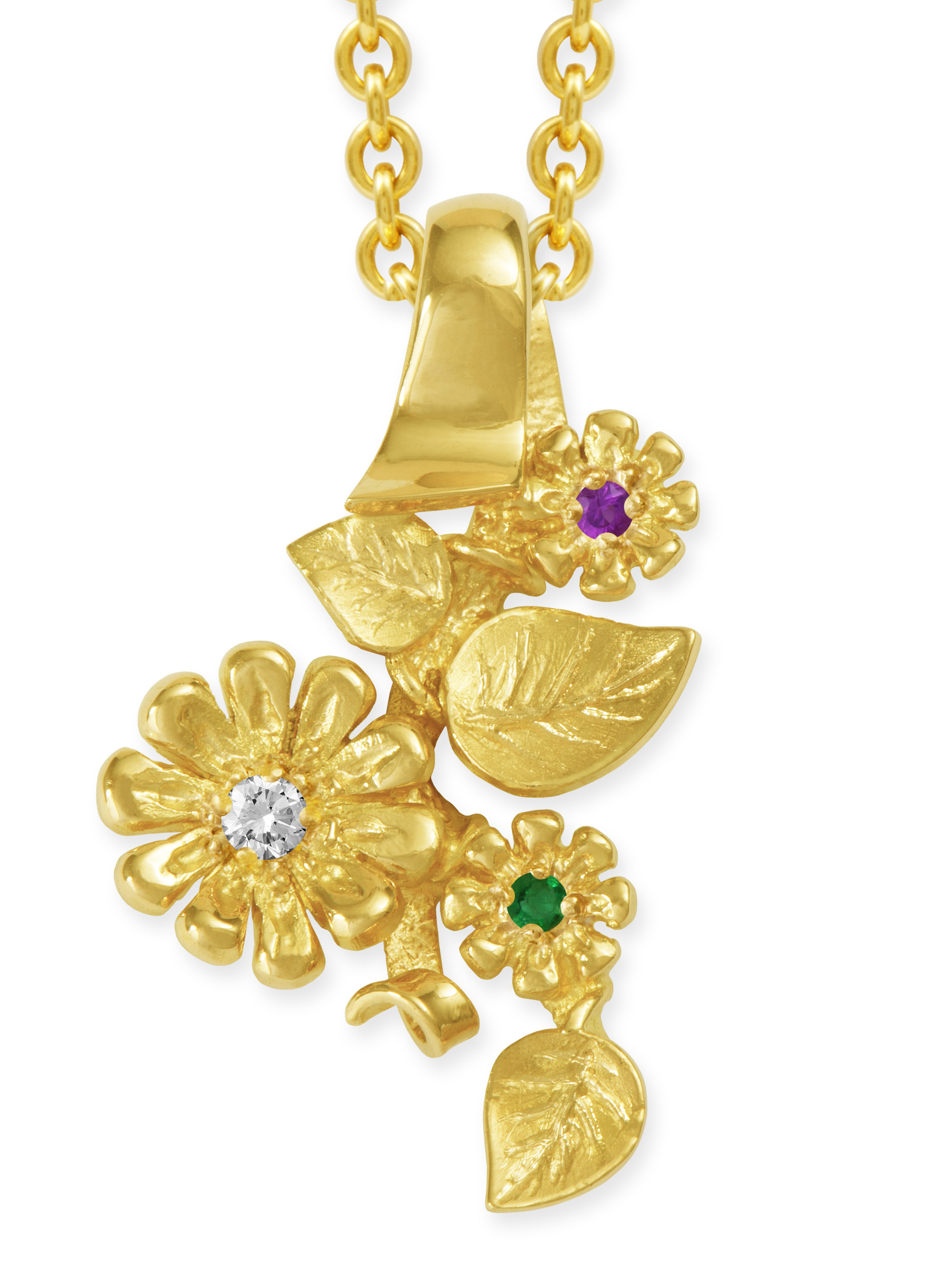 LESER Bluetentraum-Blumen-Anhänger 750 Gelbgold mit Saphir und Smaragd LESER Bluetentraum-Blumen-Anhänger 750 Gelbgold mit Saphir und Smaragd