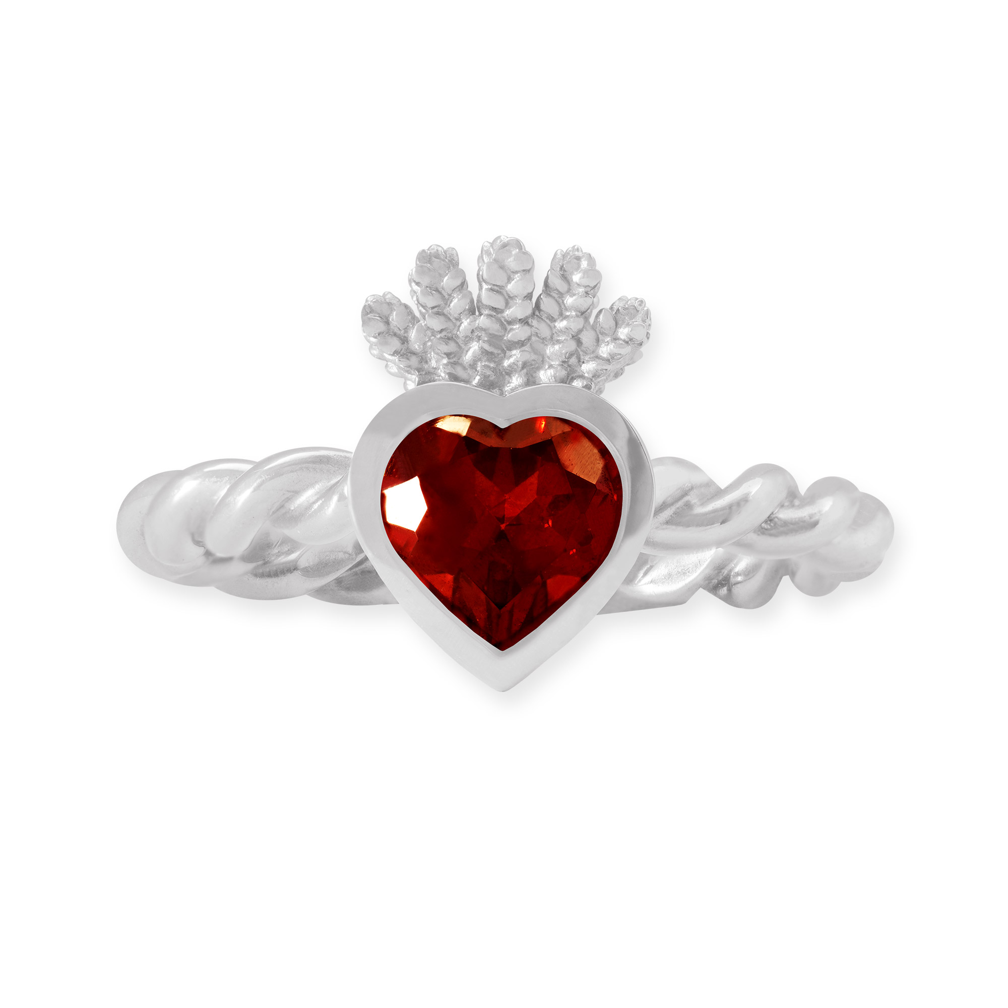 LESER Ring- Stadtschmuck Granat 750 Weissgold