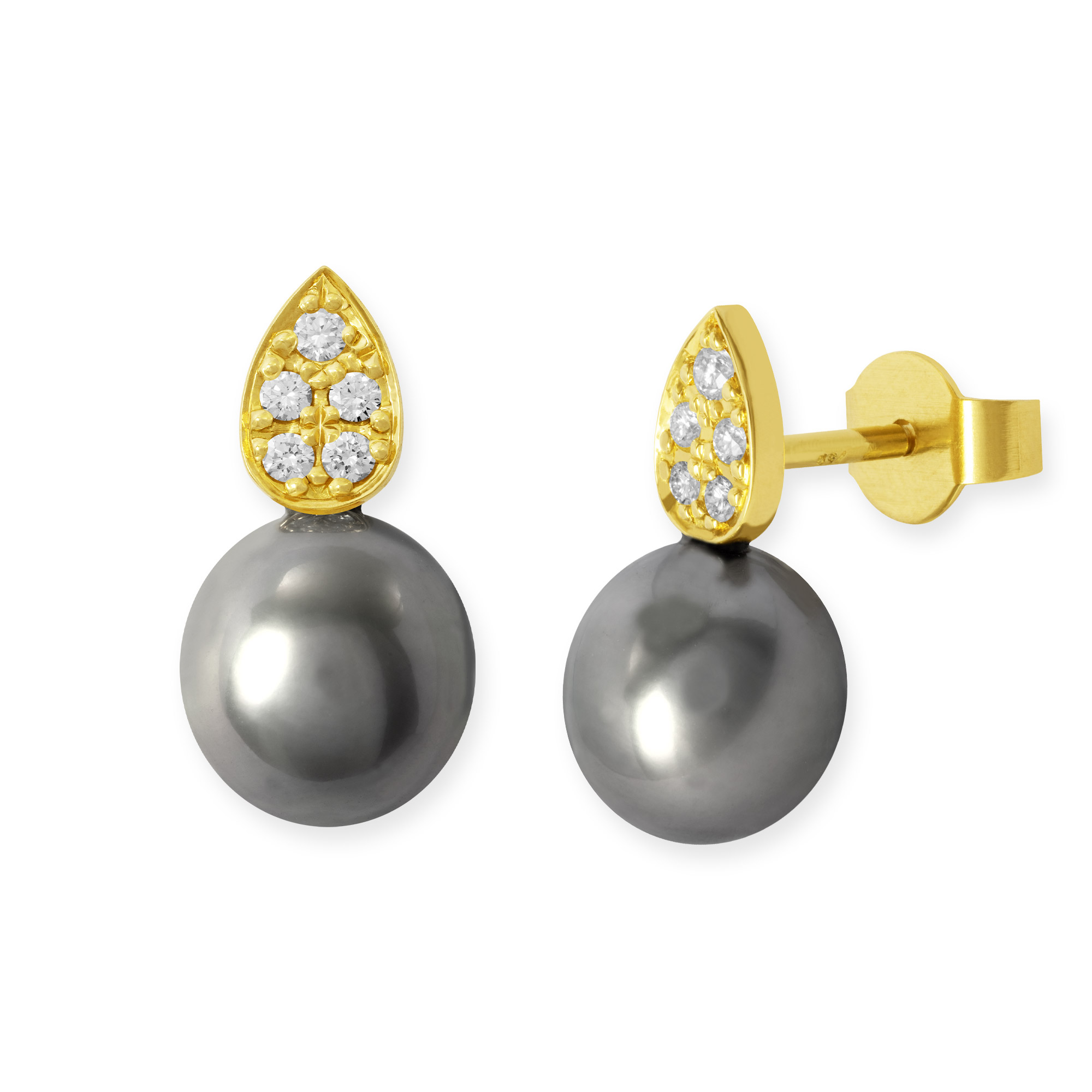 LESER Ohrstecker-750Gelbgold-Perle-Brillanten-123102