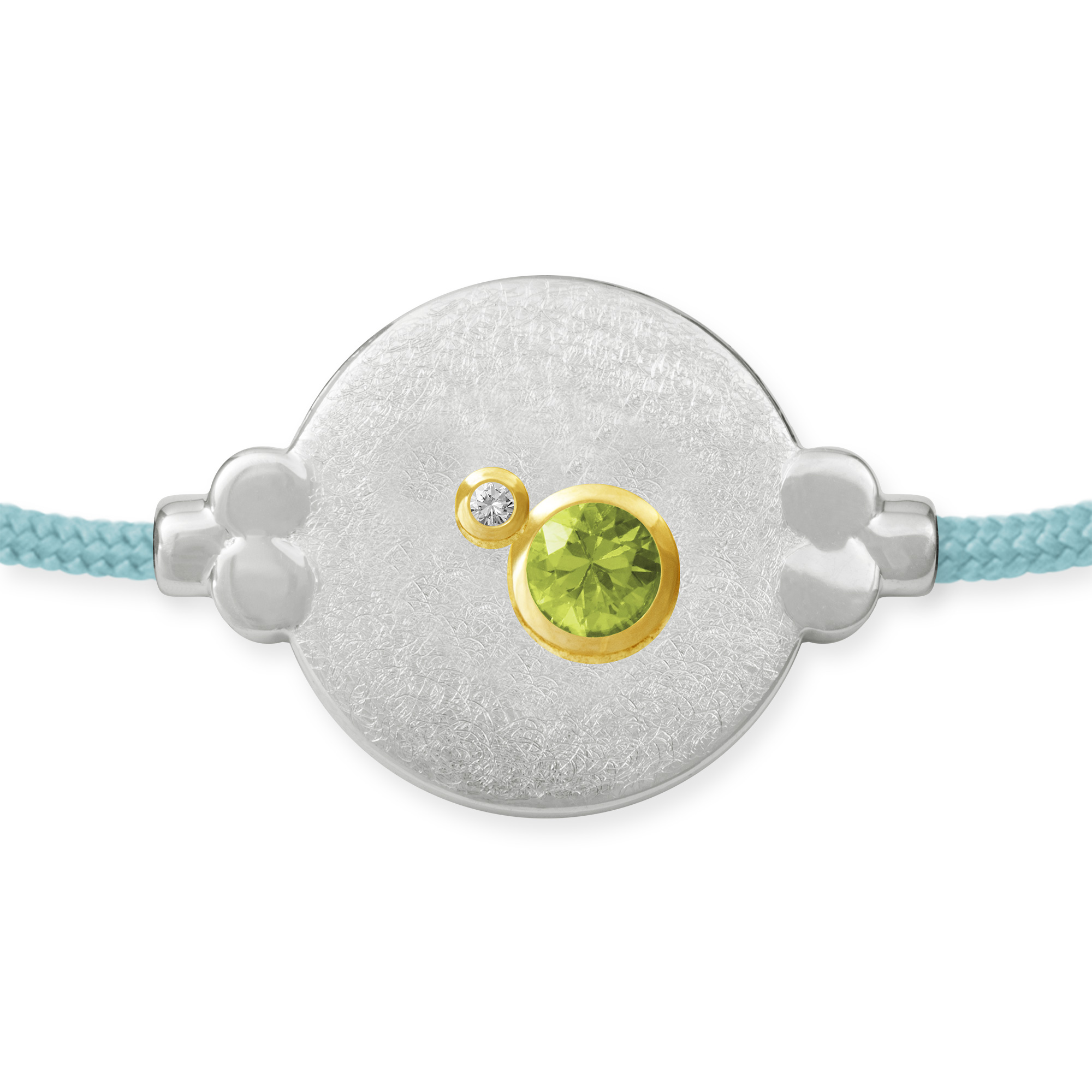 LESER Armband- 925 Silber Peridot Seide