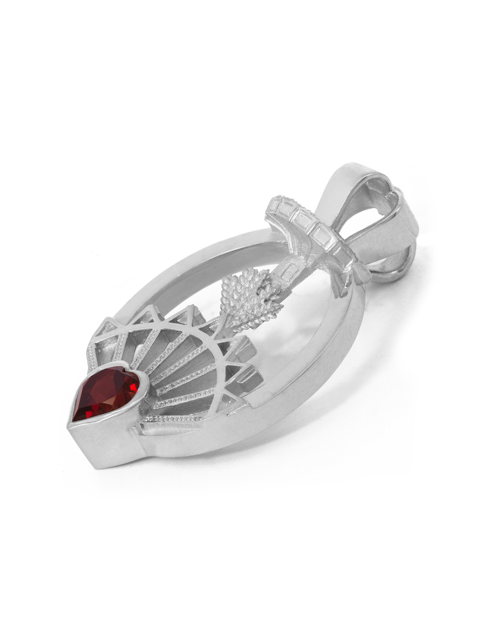 LESER Anhaenger- Stadtschmuck Straubing Volksfest Granat 750 Weissgold LESER Anhaenger- Stadtschmuck Straubing Volksfest Granat 750 Weissgold