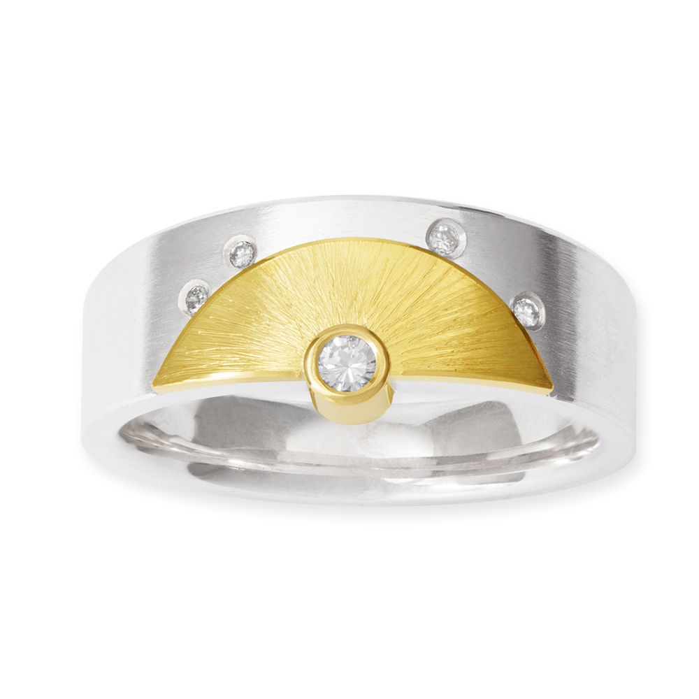 LESER Ring- 925 Silber 900 Gelbgold
