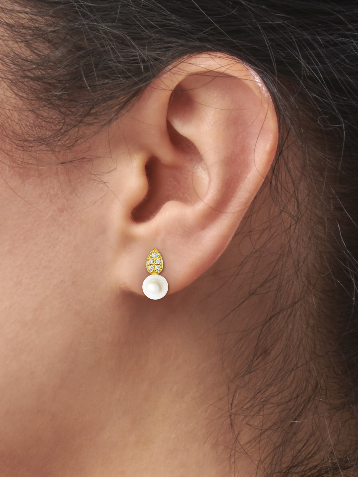 LESER Modelbilder-Ohr-Gelbgold-Brillanten-Perle-122770