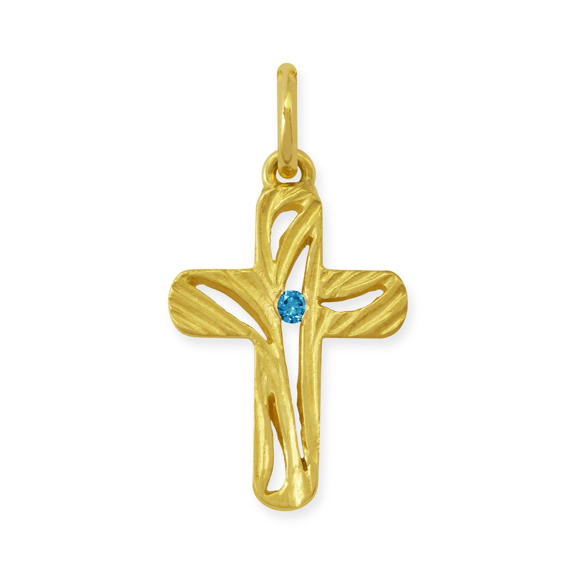 LESER Anhaenger-Kreuz-750GG-Brillant-Blau-122050 LESER Anhaenger-Kreuz-750GG-Brillant-Blau-122050