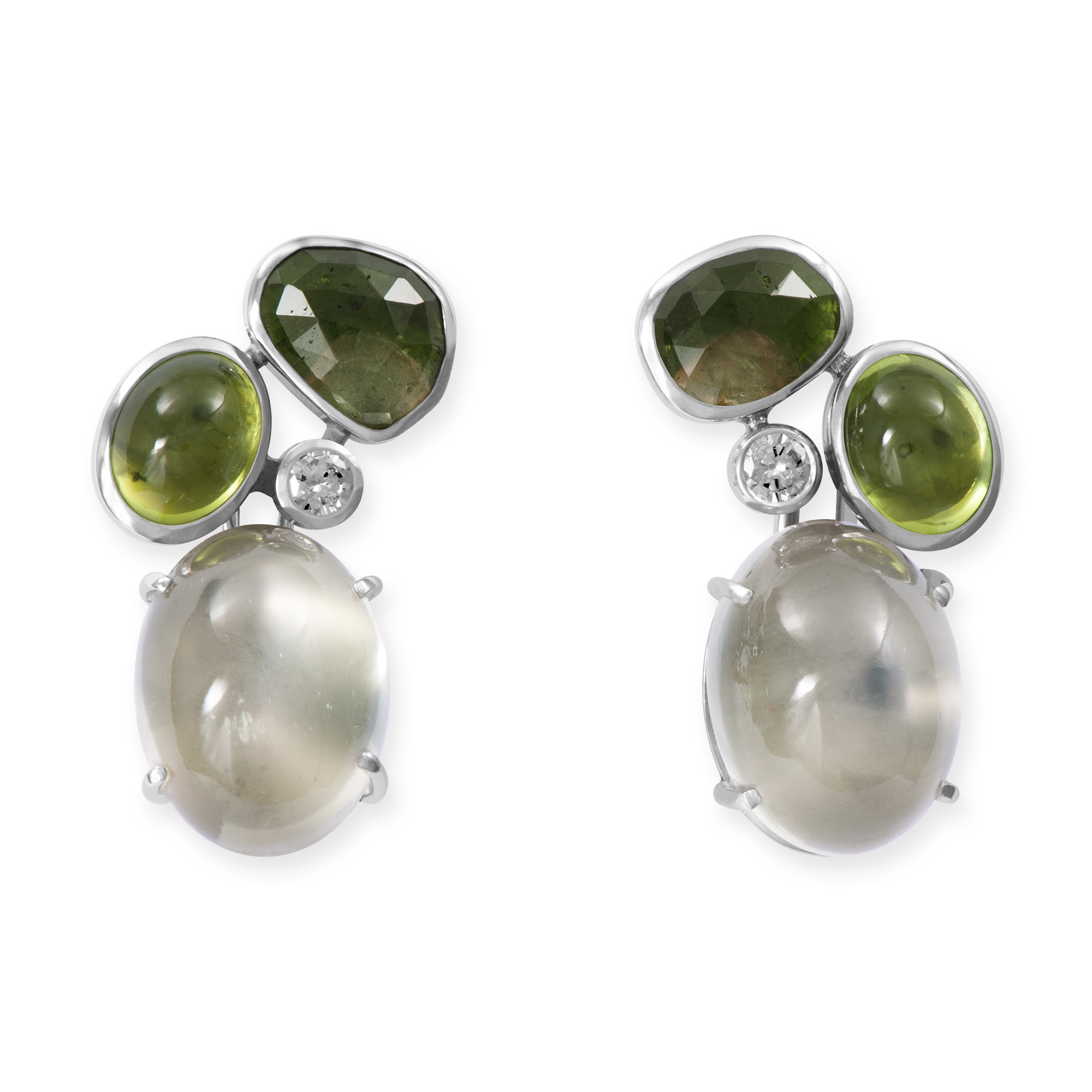 LESER Ohrstecker Mondstein Turmalin Peridot 750 Weissgold-116149 LESER Ohrstecker Mondstein Turmalin Peridot 750 Weissgold