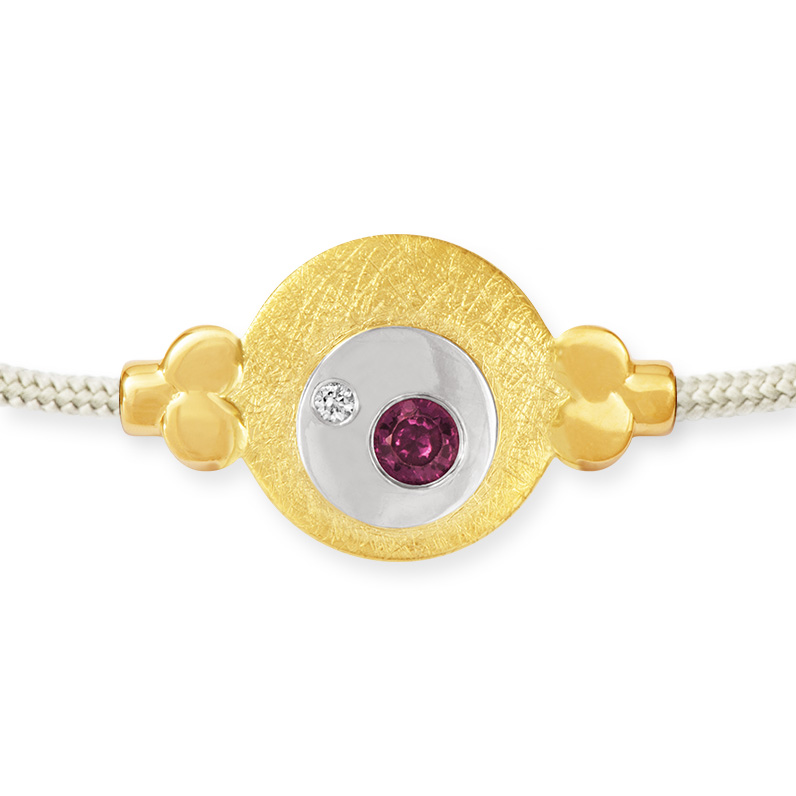 LESER Armband- 585 Gelbgold 925 Silber Rubin