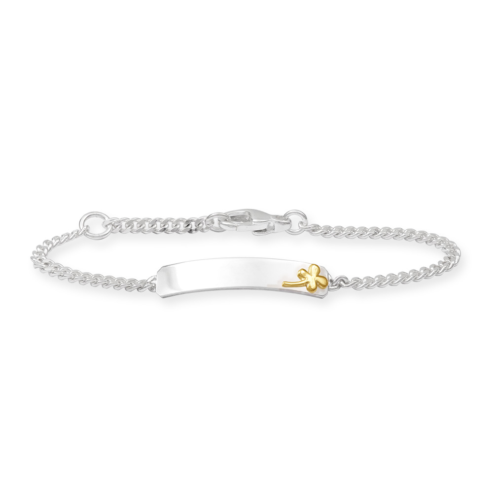 LESER Armband- Kleeblatte 925 Silber 750 Gelbgold