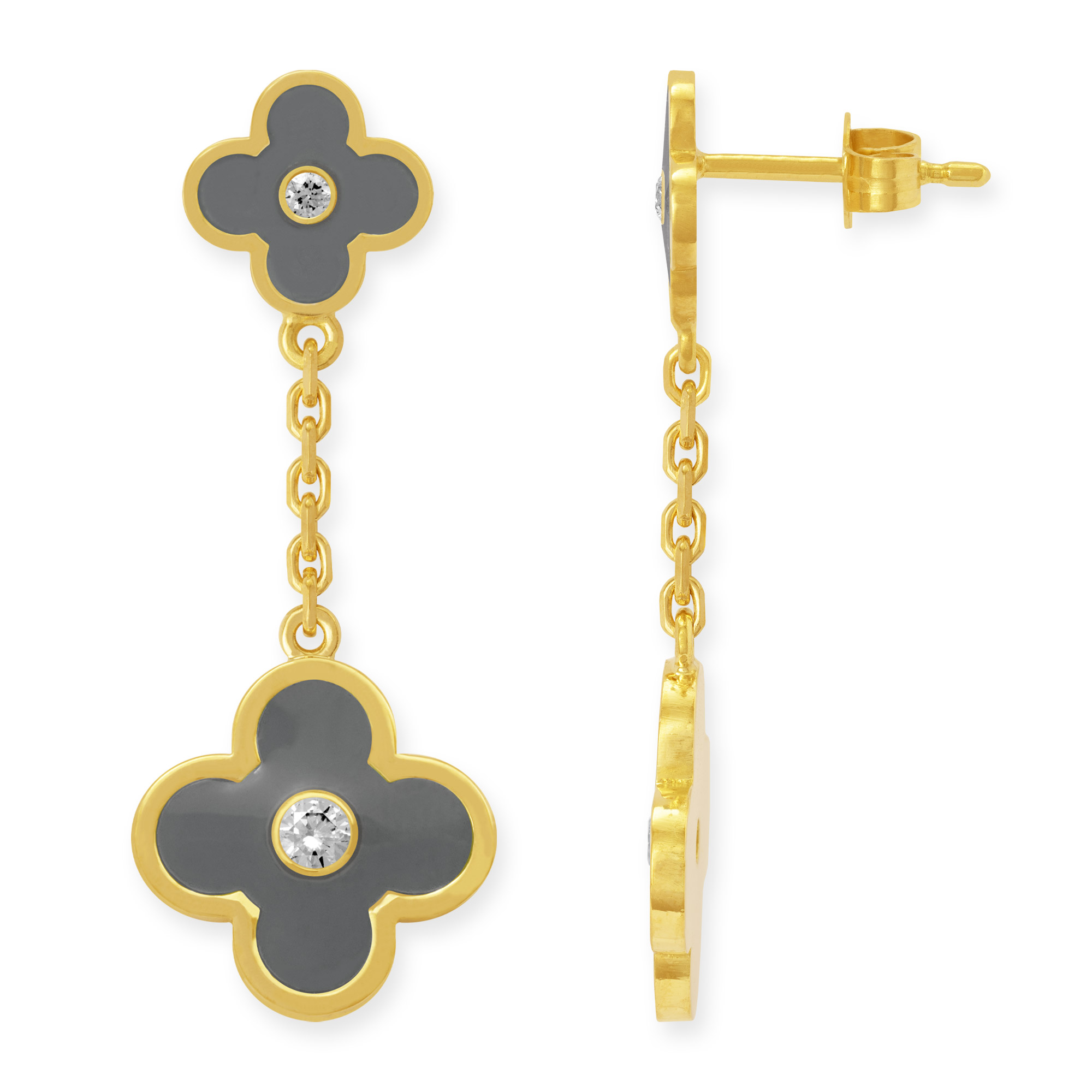 Ohrstecker hängend mit zwei Grauen Blumen