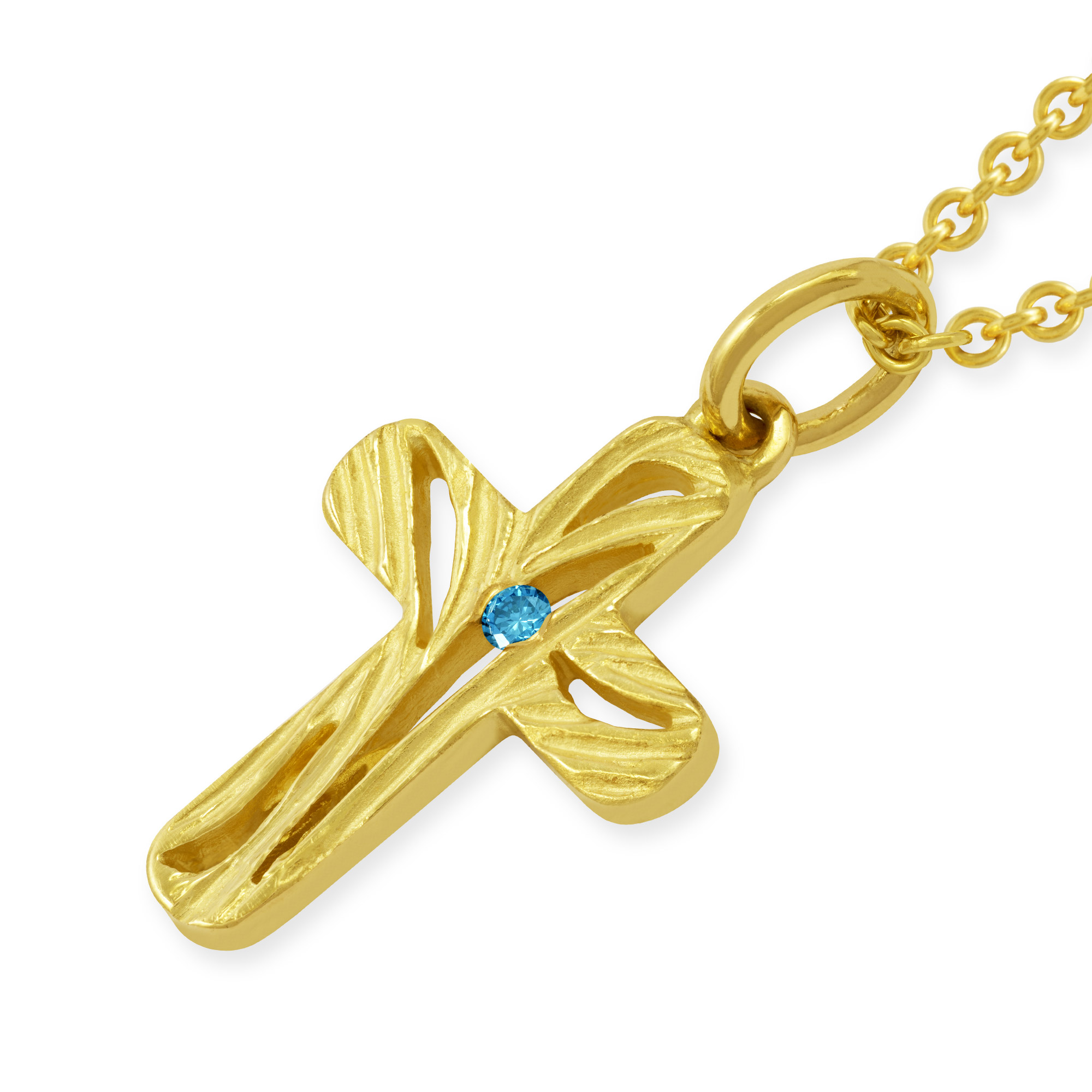 LESER Anhaenger-Kreuz-750GG-Brillant-Blau-122050 LESER Anhaenger-Kreuz-750GG-Brillant-Blau-122050