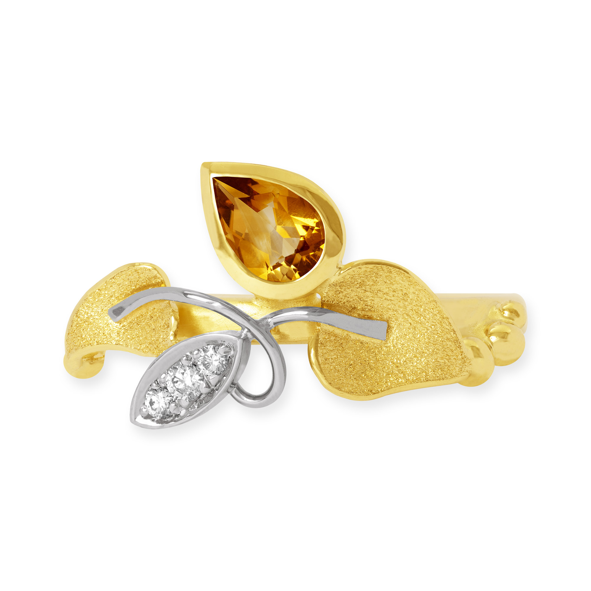 LESER Ring- Poesie-Gelbgold-Weißgold-Citrin-Brillanten-122711