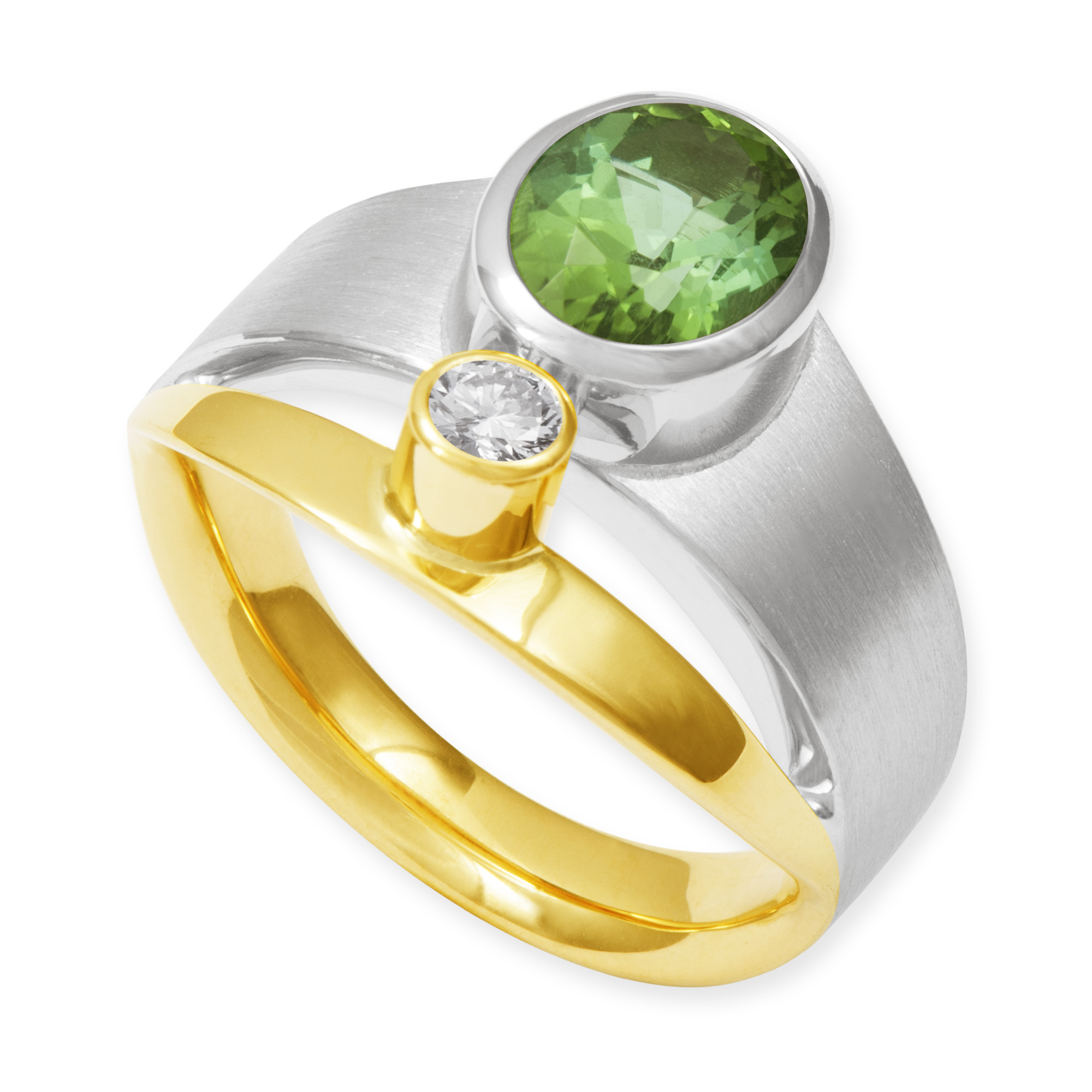 Ring mit Turmalin und Brillant - UNIKAT