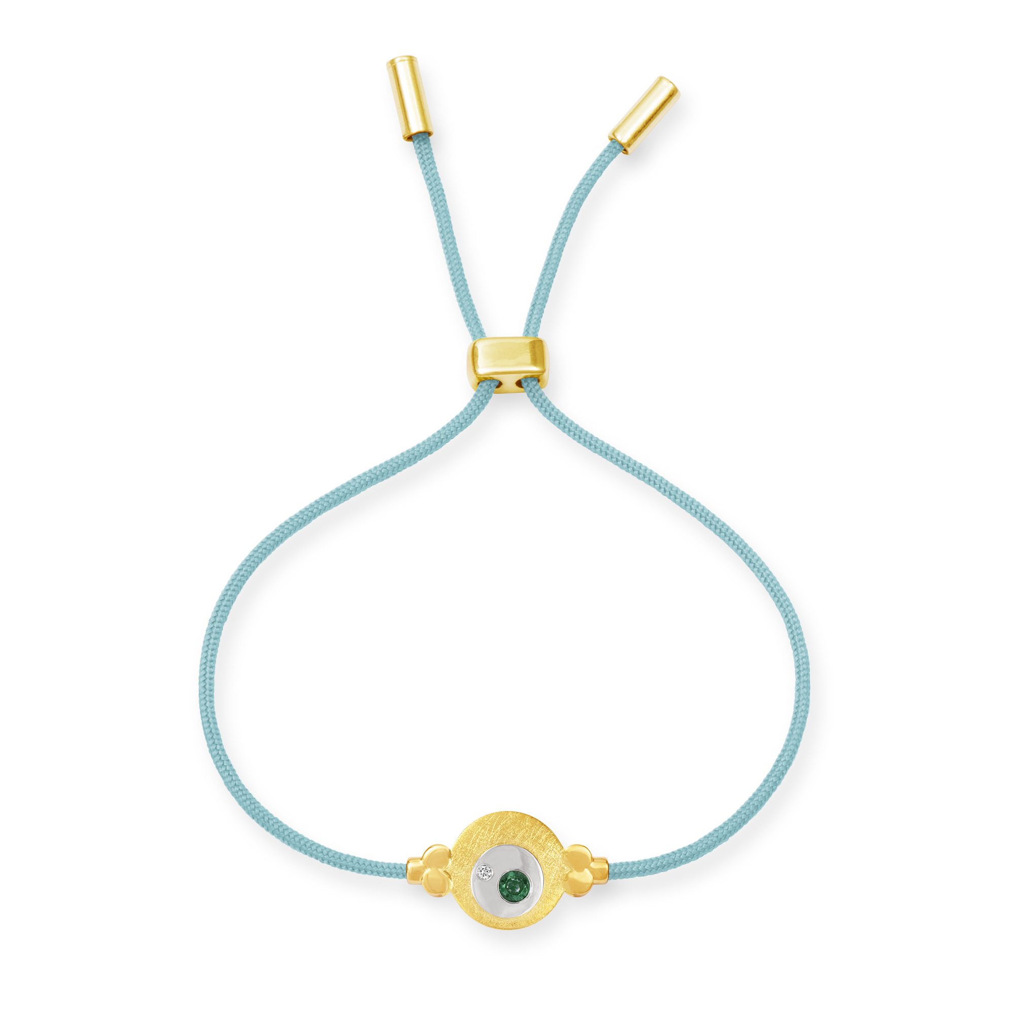 LESER-Seidenband_Rund-klein_114128_Aqua LESER Armband- 585 Gelbgold Smaragd