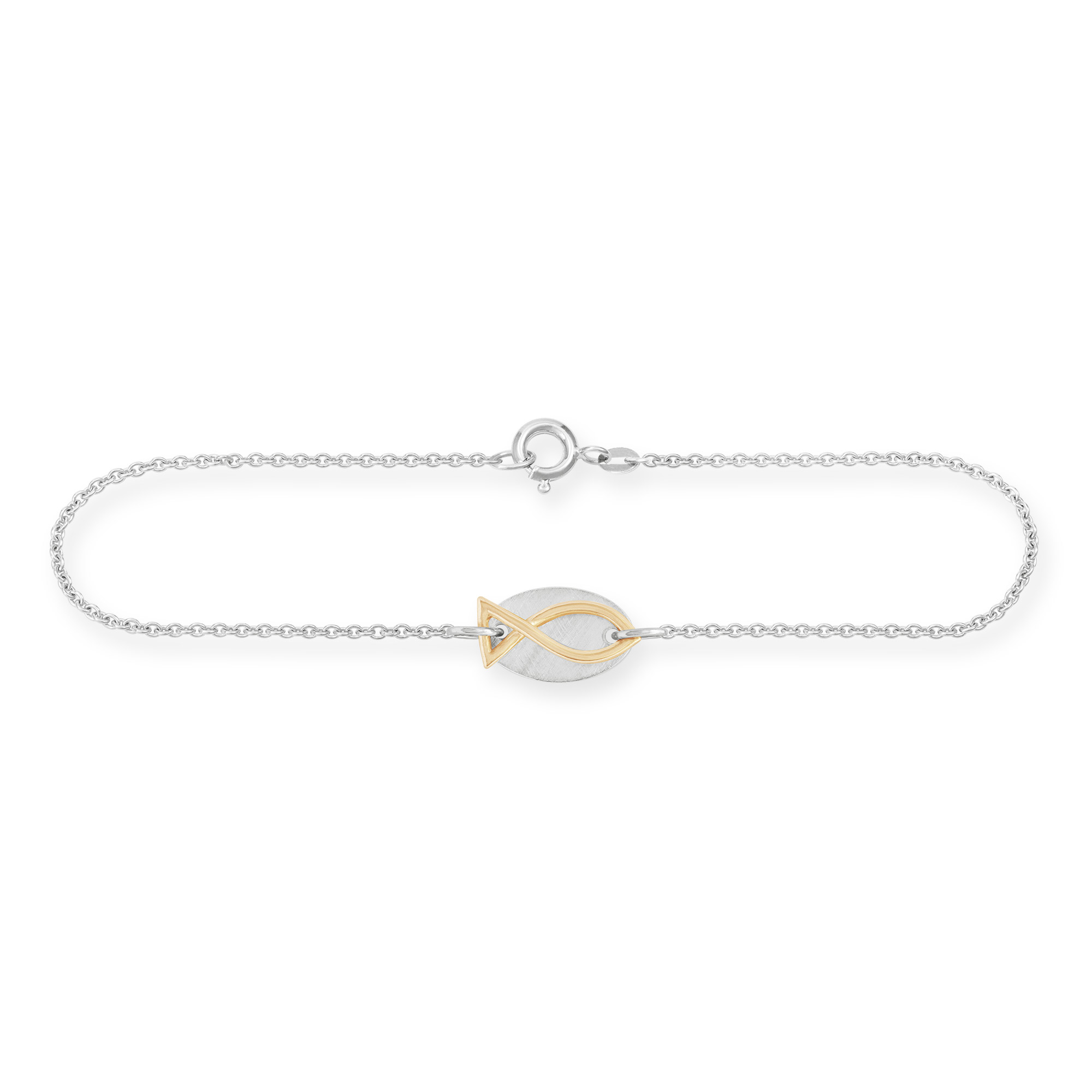 Feines Gliederarmband aus 750/Gelbgold   Fisch-925Silber-750REG    Verschluss Federring.
