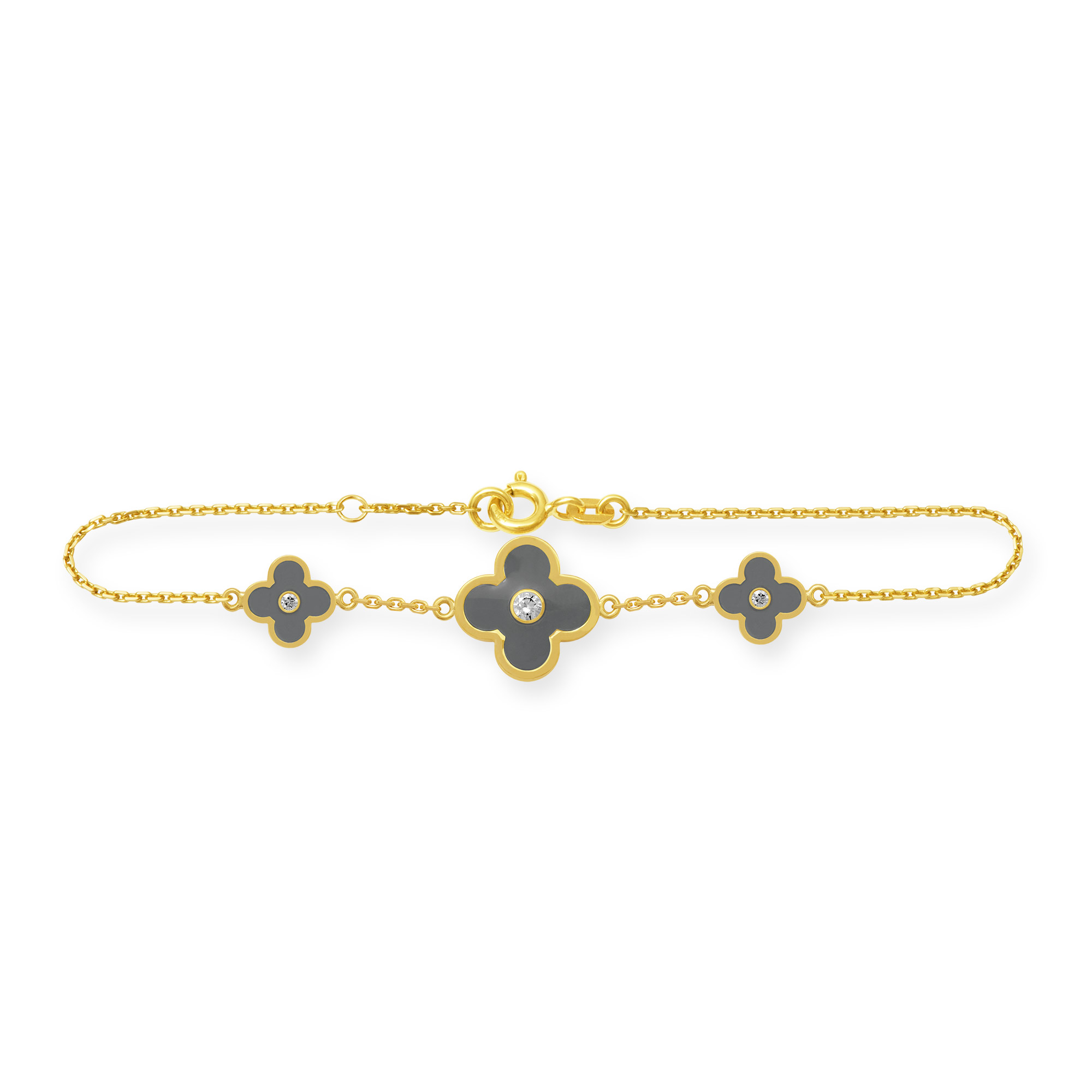 Armband mit drei grauen Blumen