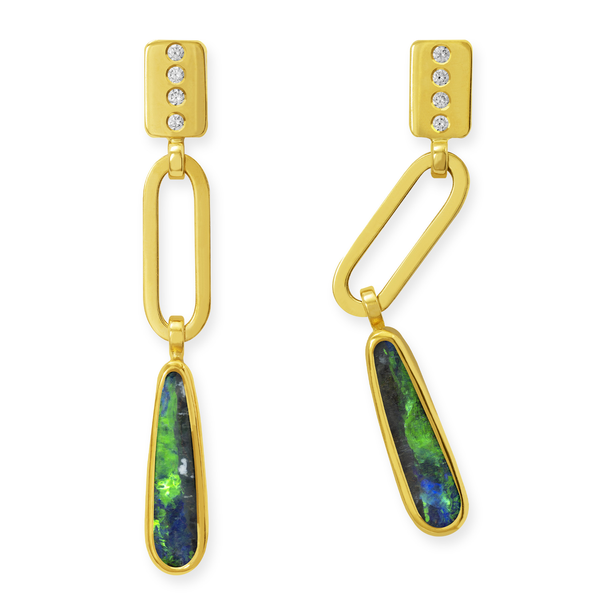 LESER Ohrstecker- 750 Gelbgold - Boulderopal - 122670