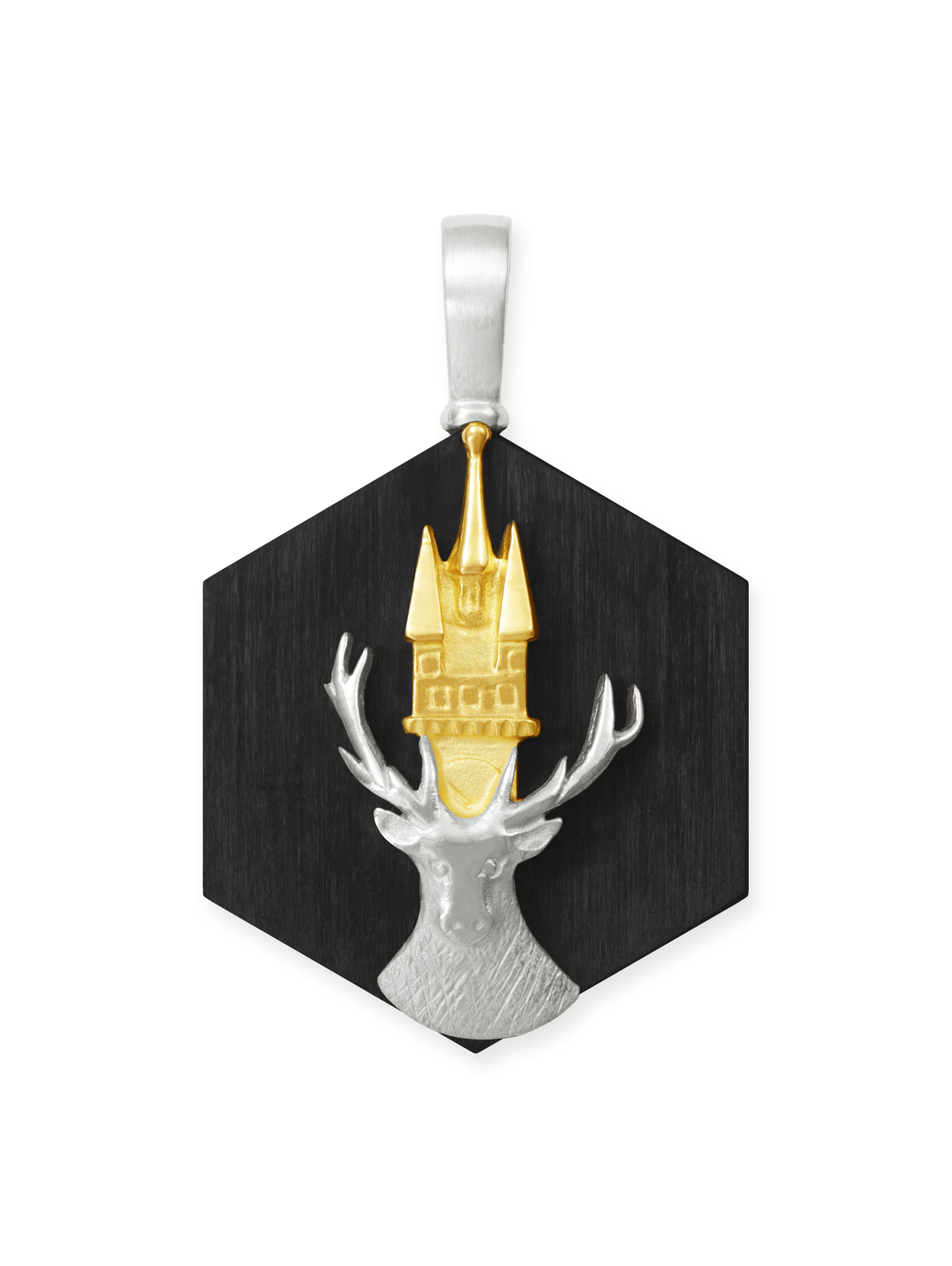 LESER Anhaenger- Stadtturm-Hirsch-Gelbgold-Silber LESER Anhaenger- Stadtturm-Hirsch-Gelbgold-Silber