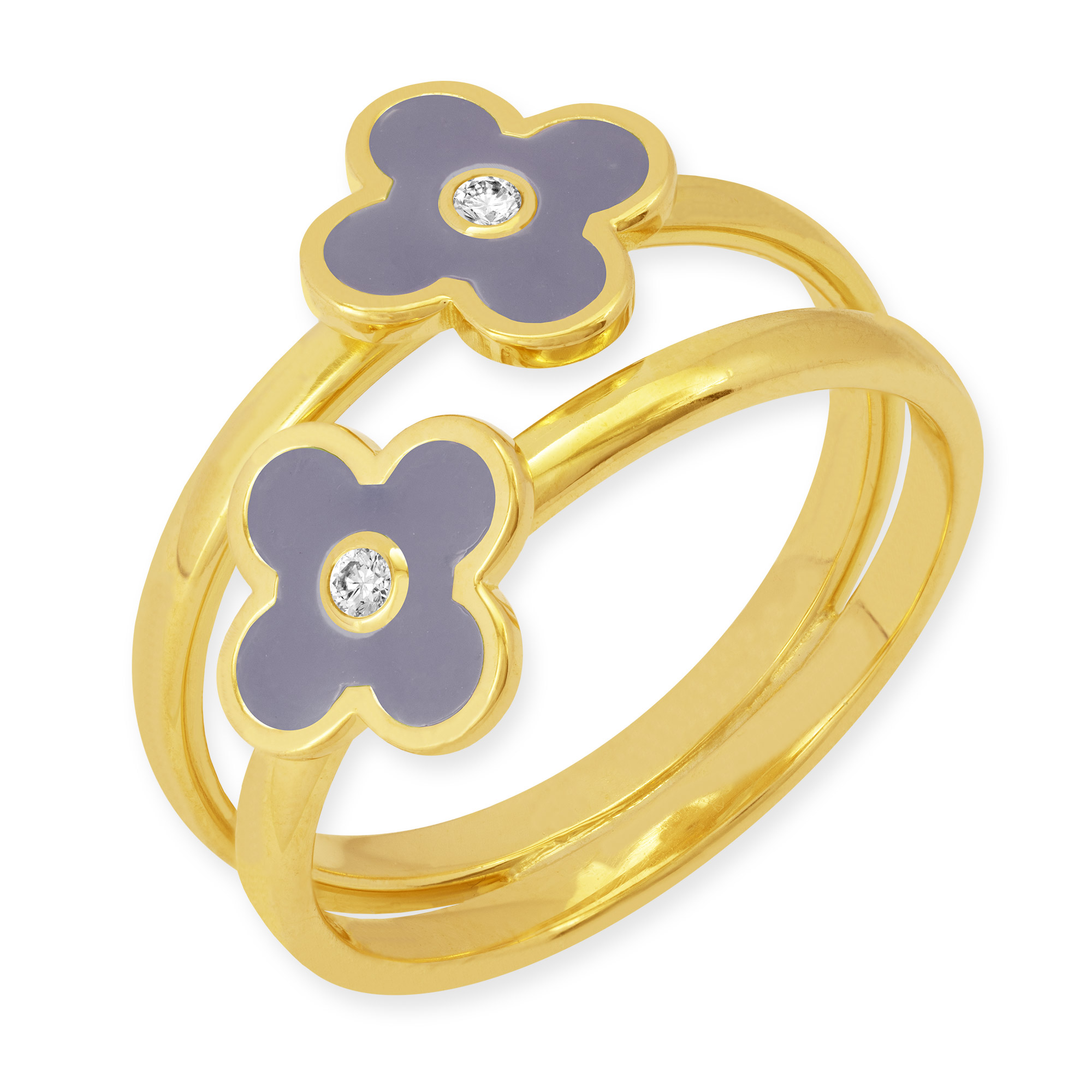 Ring mit zwei taupen Blumen