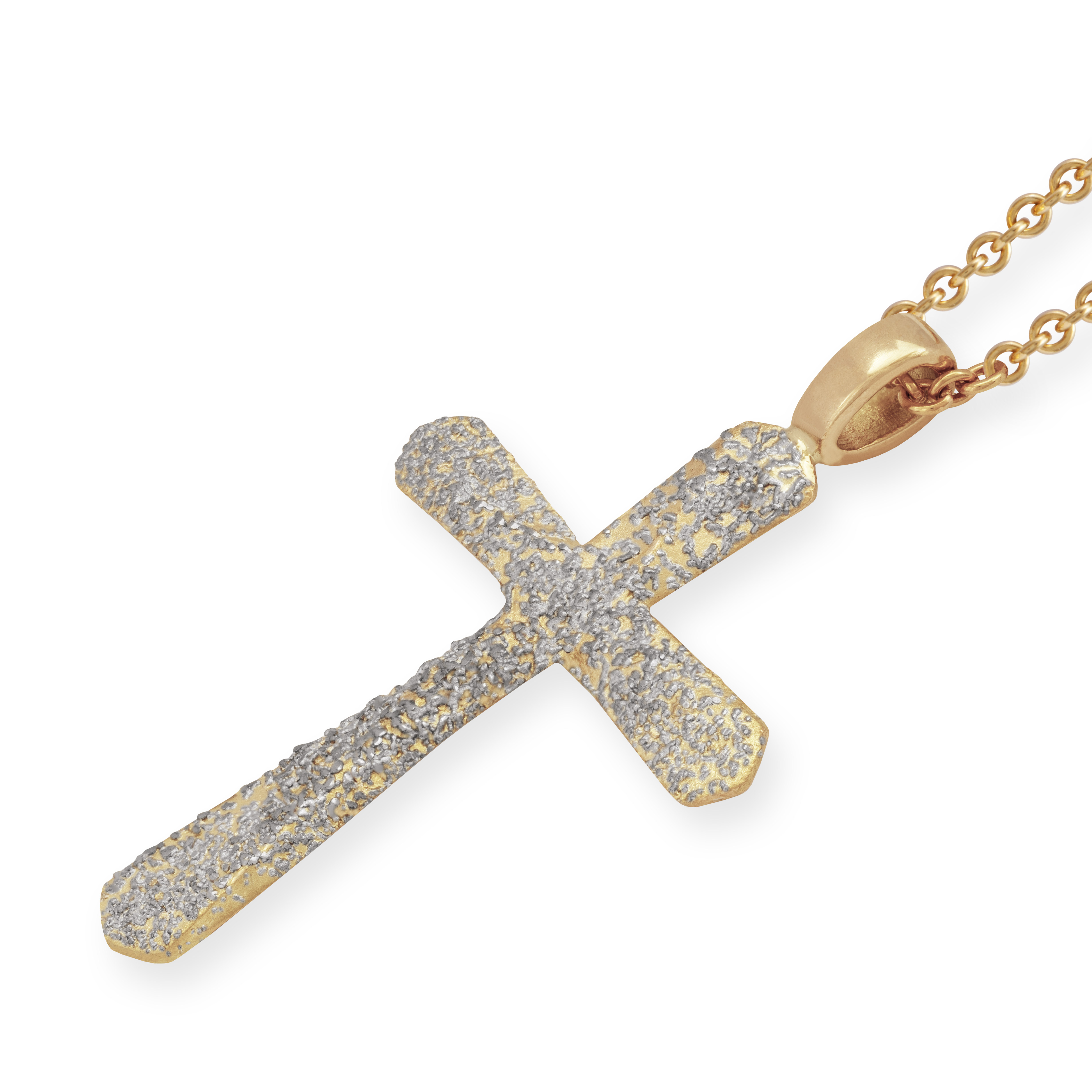 Kreuz aus Roségold mit Sternenstaub aus Platin