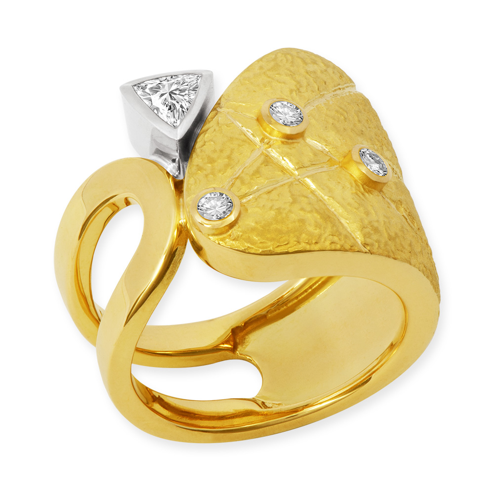 LESER Ring- Unikat Kieselsteine 750 Gelbgold