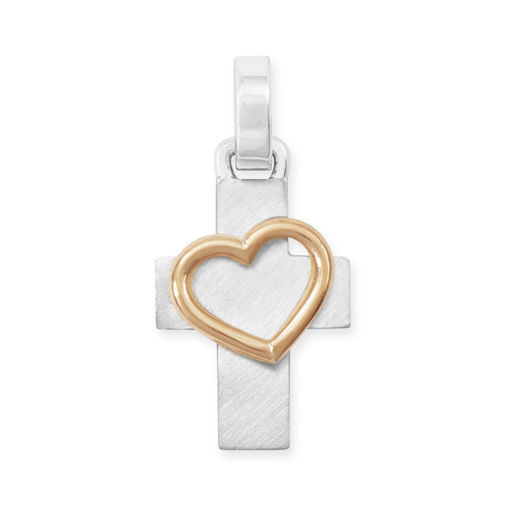 LESER Anhaenger- Kreuze Herz 925Silber-750RG LESER Anhaenger- Kreuze Herz 925Silber-750RG