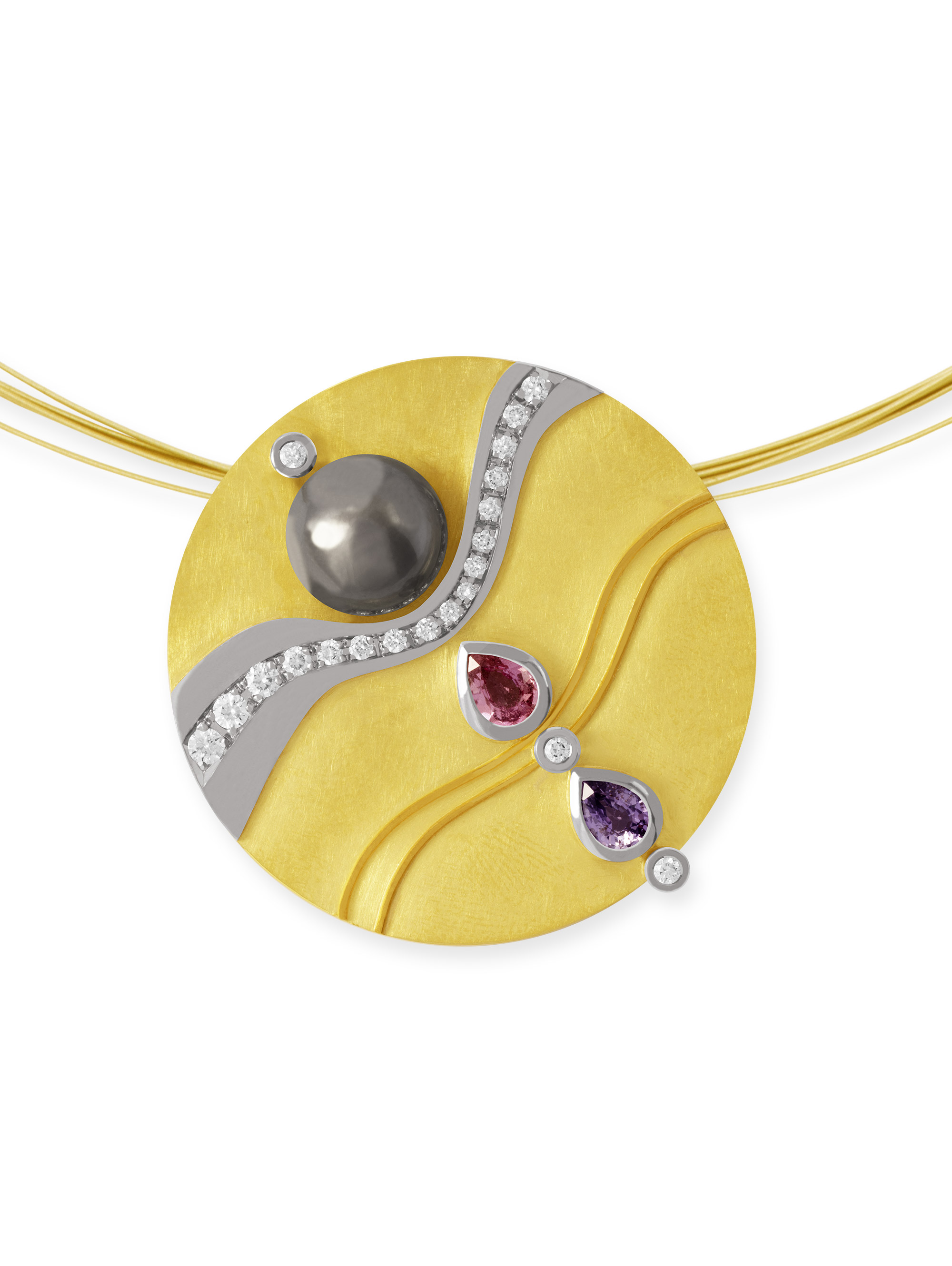 LESER Anhänger-750 Gelbgold-Saphir-Tahitiperle-123483