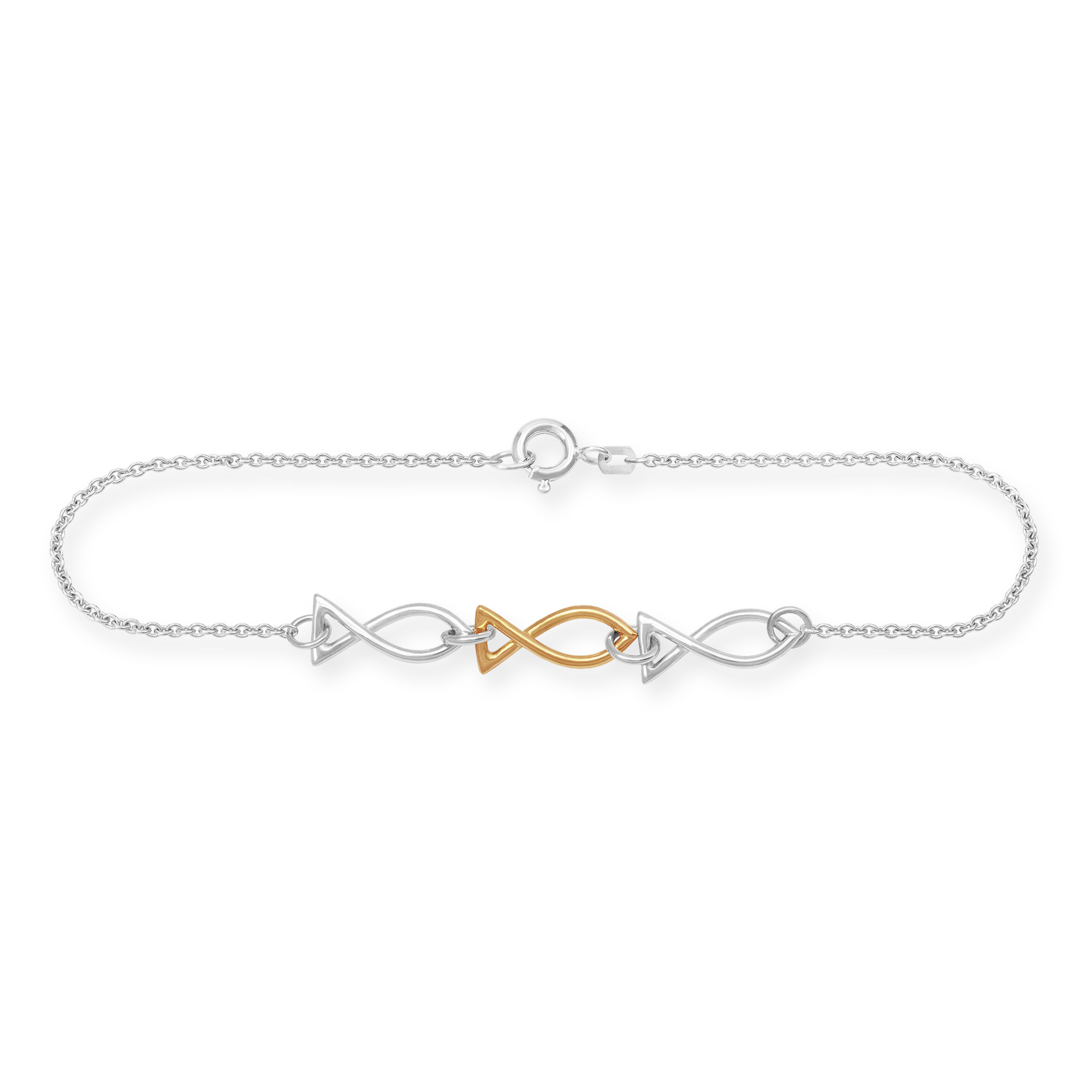 Feines Gliederarmband aus    -Fisch-925Silber-750REG    Verschluss Federring.