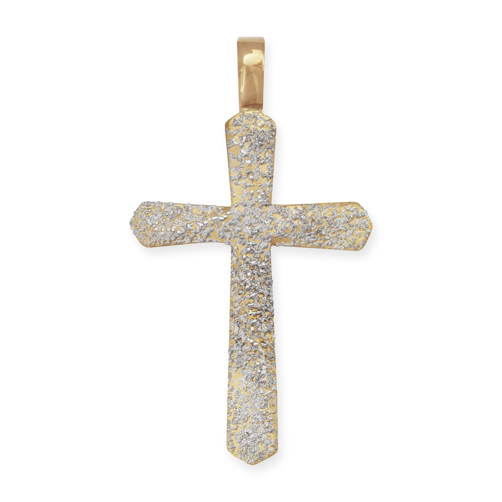 Kreuz aus Roségold mit Sternenstaub aus Platin