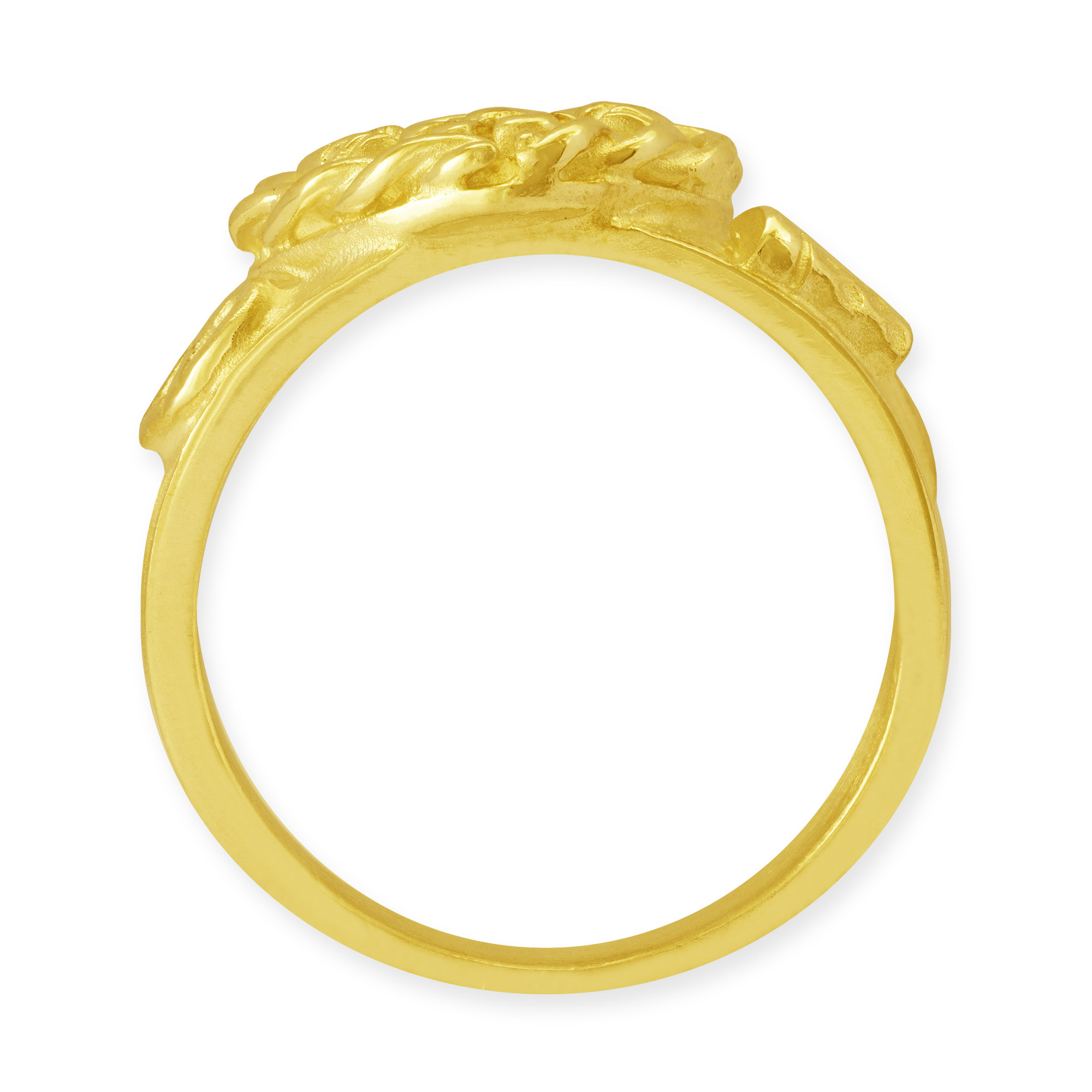 Ring mit Herz, Brezel, Bier und Blumen aus Gelbgold