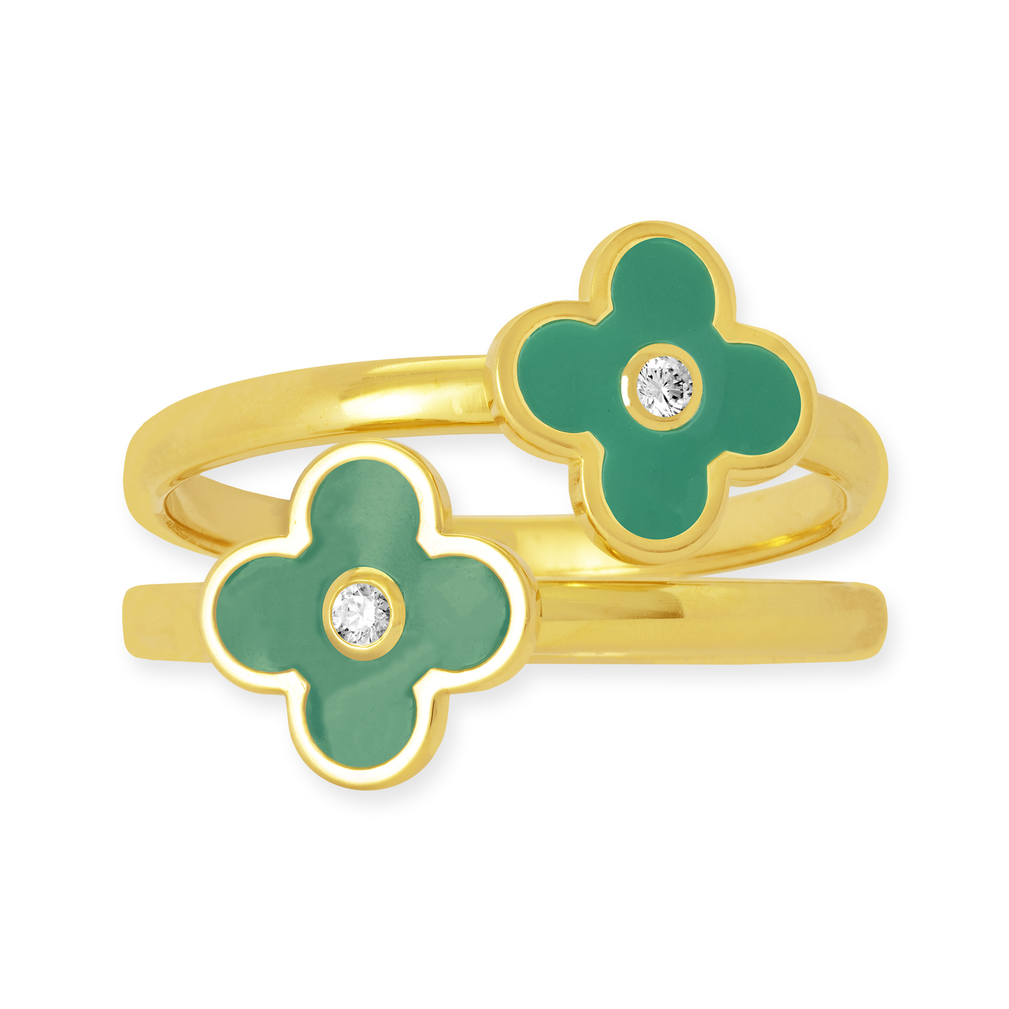 Ring mit zwei grünen Blumen