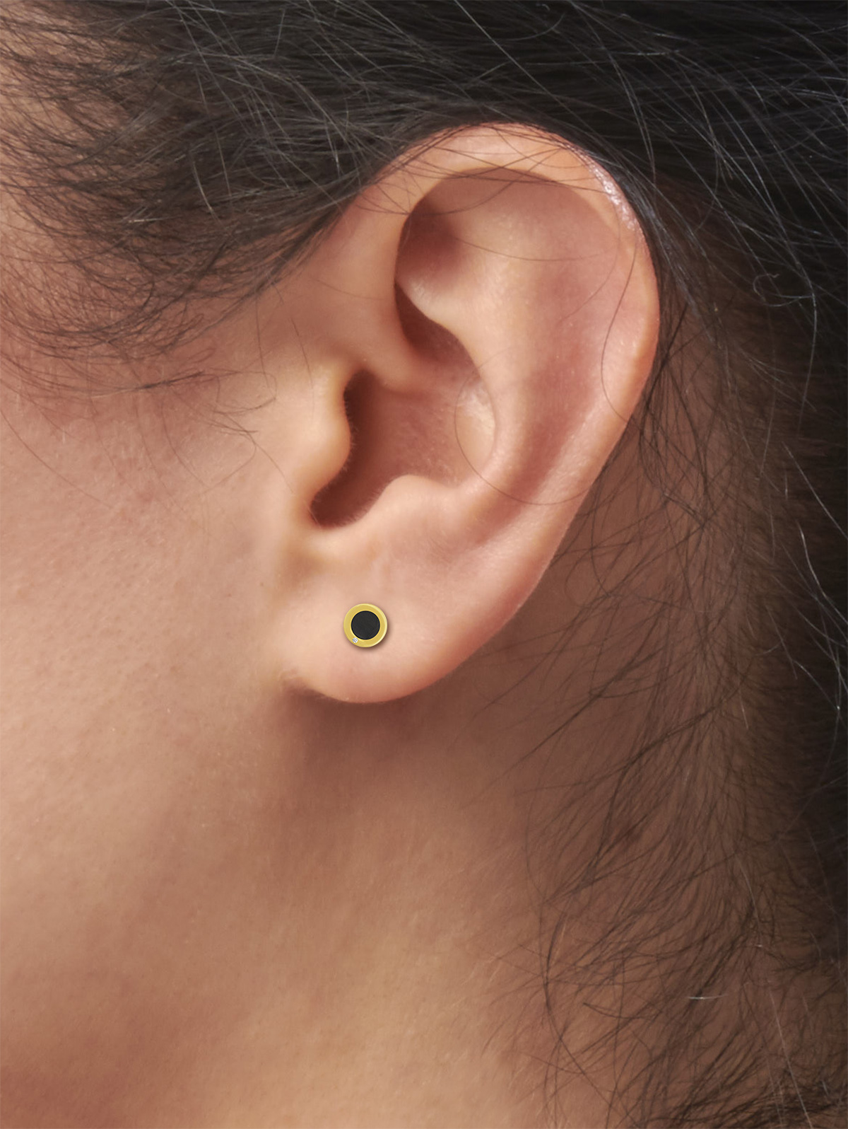 LESER Modelbilder-Ohr-Carbon-Gelbgold-Brillanten-113175