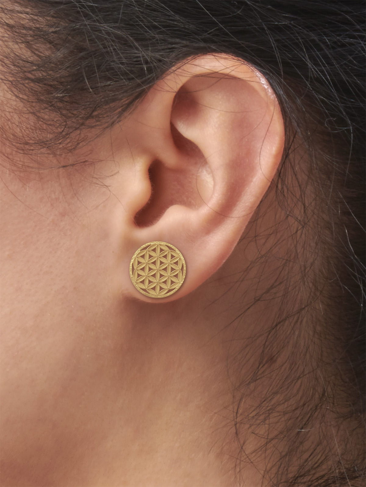 Modelbild-Blume des Lebens Ohrstecker aus 750 Rotgold