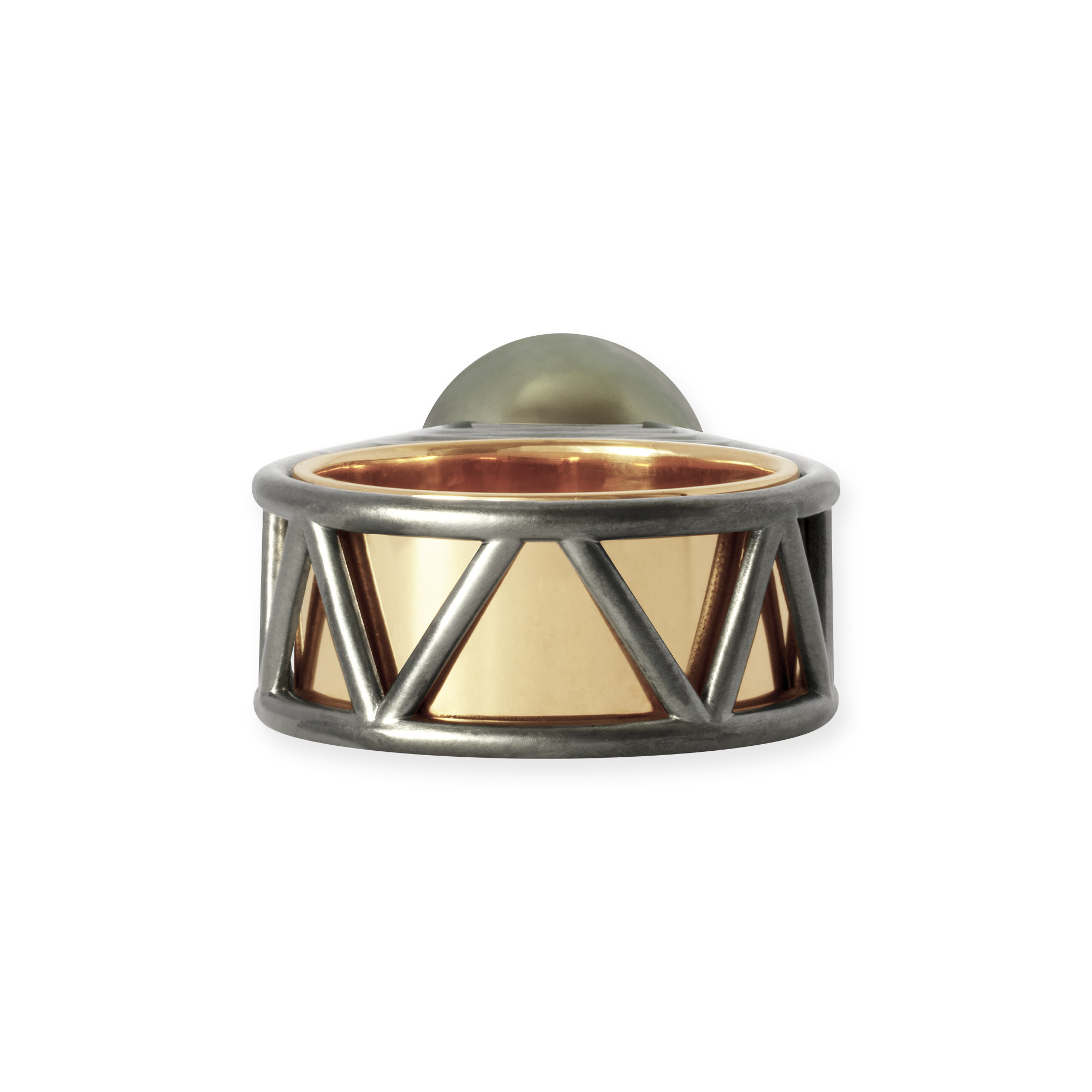 LESER Ring- Tahitiperle-Silver oxydiert-Roségold-123184