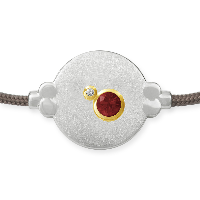 LESER Armband- 585 Gelbgold 925 Silber Rhodolith