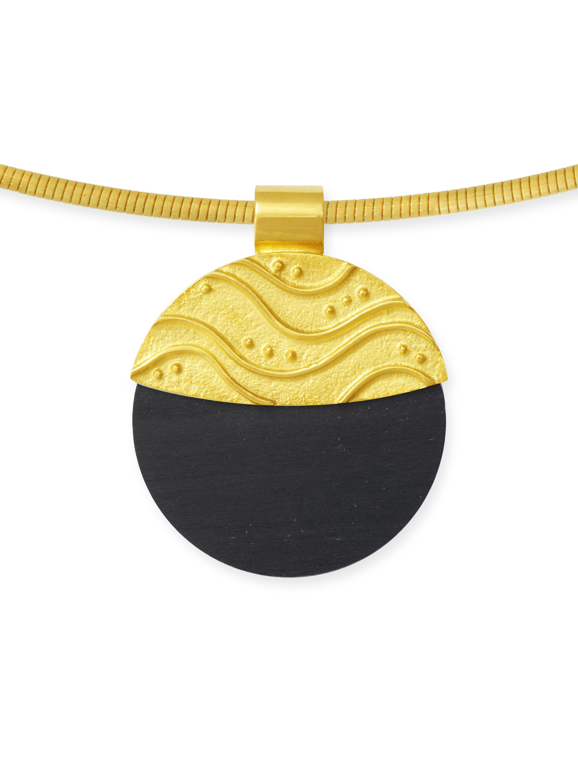 LESER Carbon-Anhaenger-Bicolor-Welle-112451 aus Gelbgold LESER Carbon-Anhaenger-Bicolor-Welle-112451 aus Gelbgold