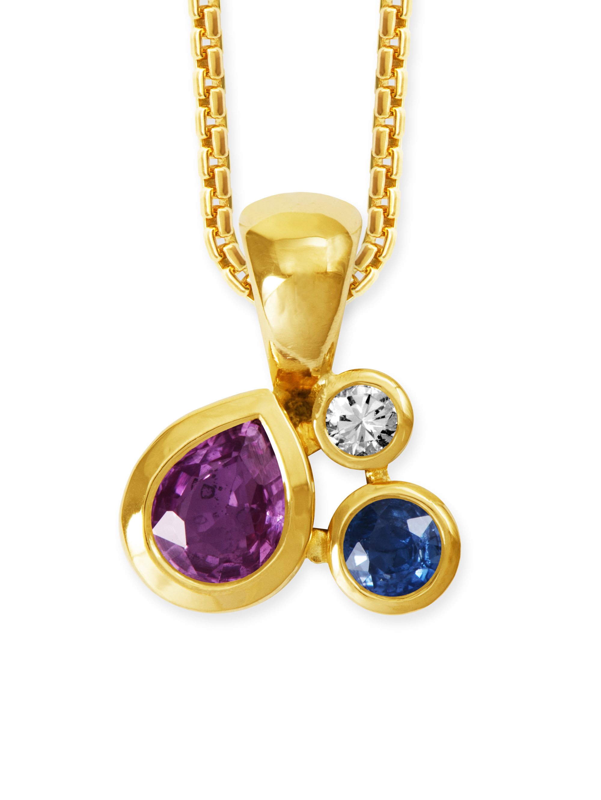 LESER Anhaenger-Saphir 750 Gelbgold-Tropfen-115464 LESER Anhaenger-Saphir 750 Gelbgold