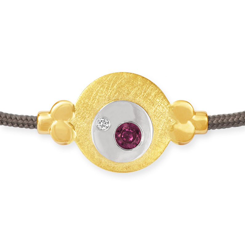 LESER Armband- 585 Gelbgold 925 Silber Rubin