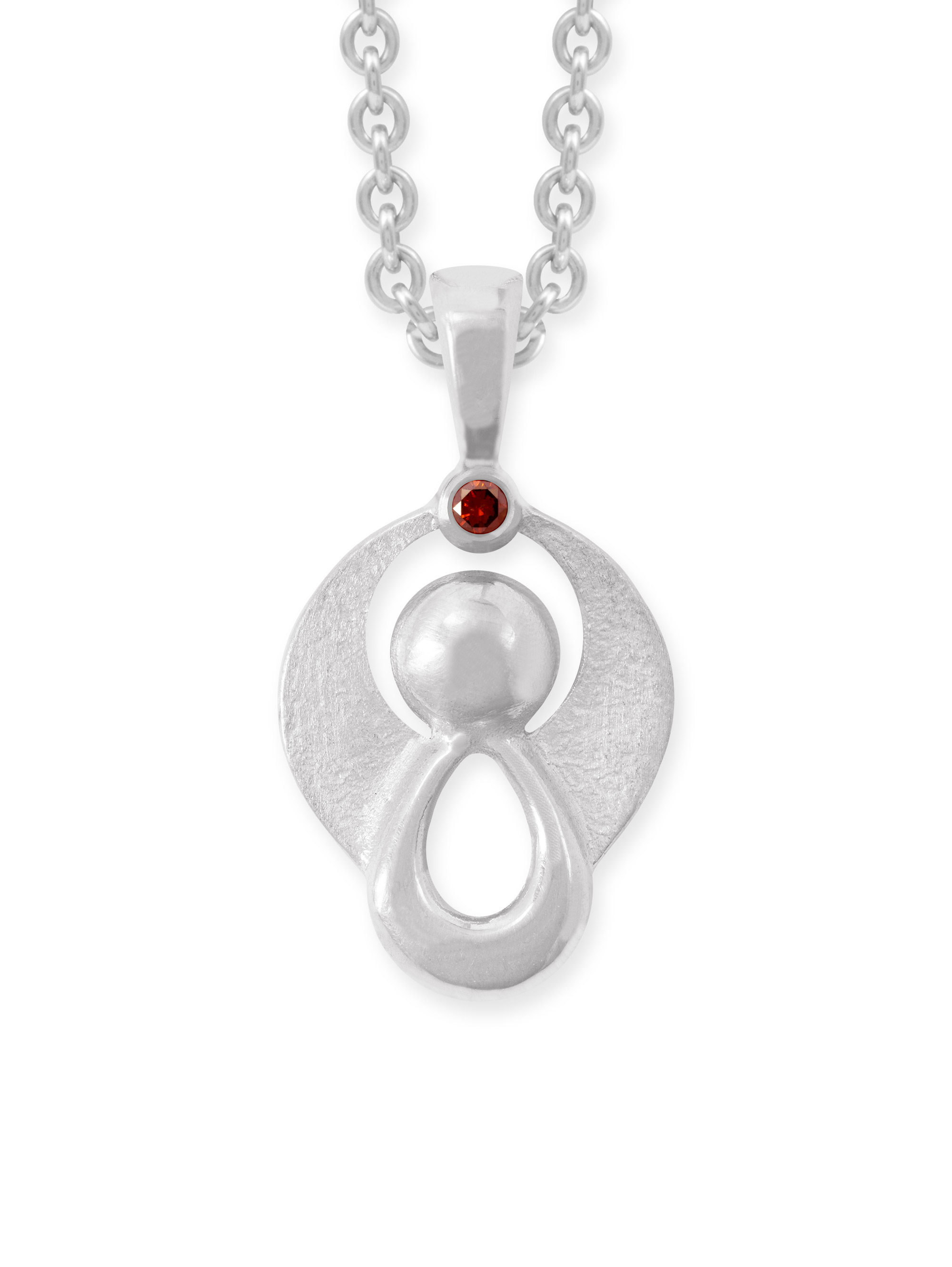 LESER Anhaenger- Engel 750 Weissgold Brillant-Rot-111751