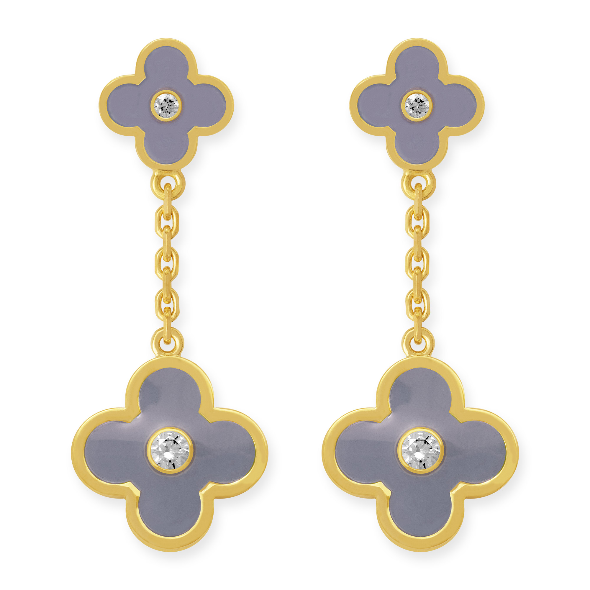 Ohrstecker hängend mit zwei Taupen Blumen