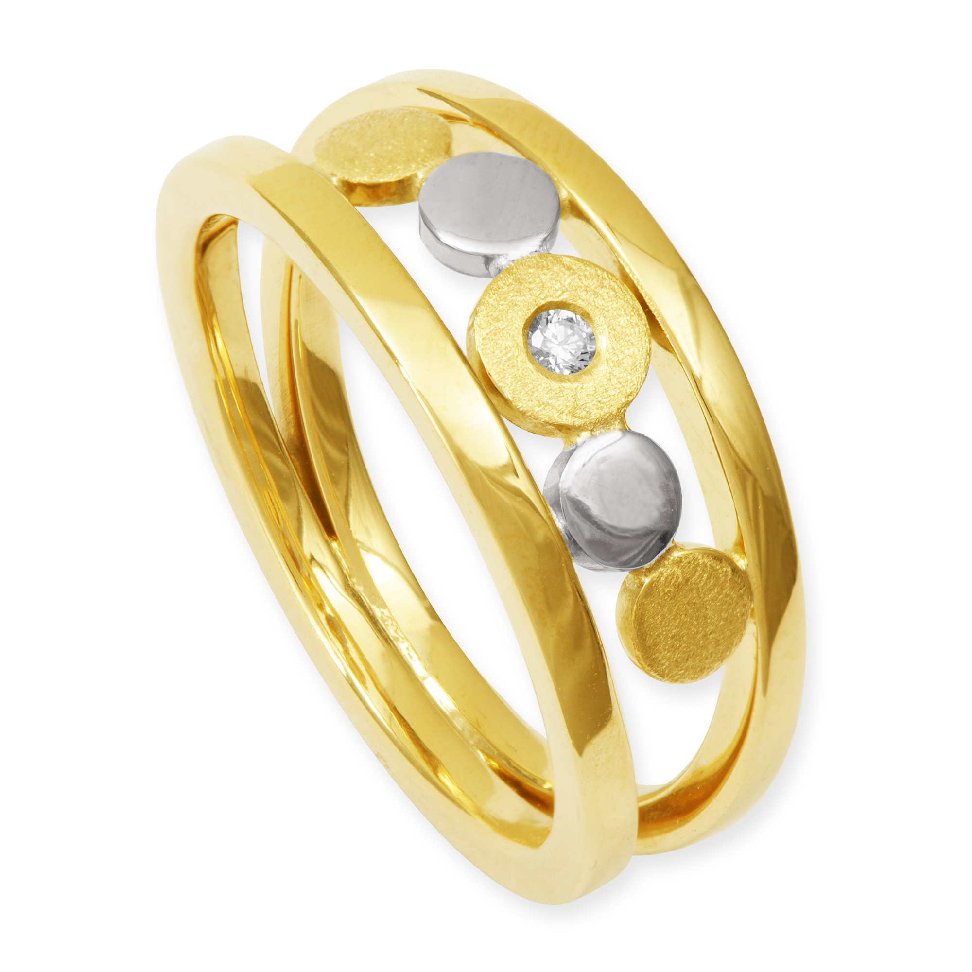 LESER Ring-Kreise-Circle 750 Gelbgold 750 Weissgold