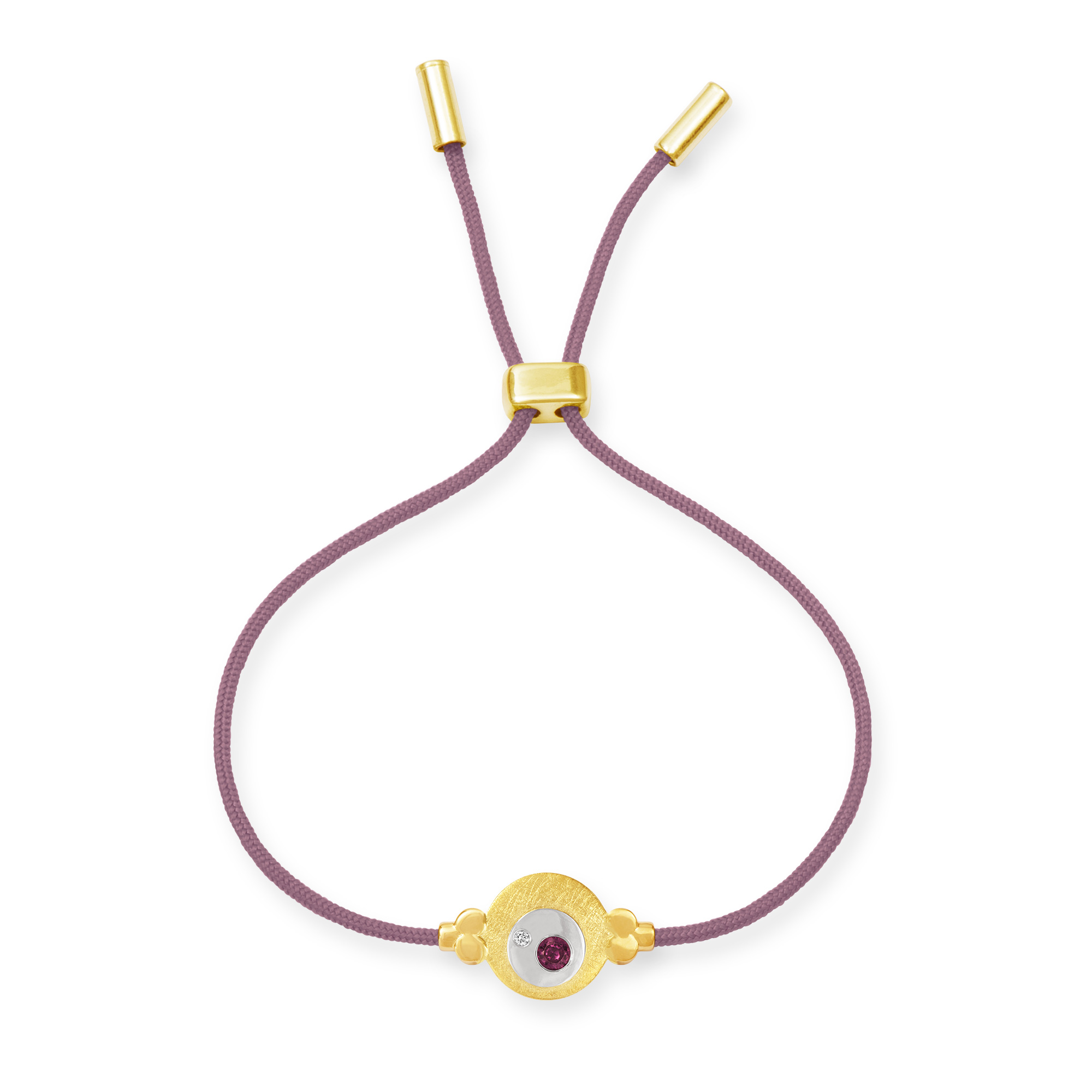 LESER-Seidenband_Rund-klein_113883_Rose LESER Armband- 585 Gelbgold 925 Silber Rubin